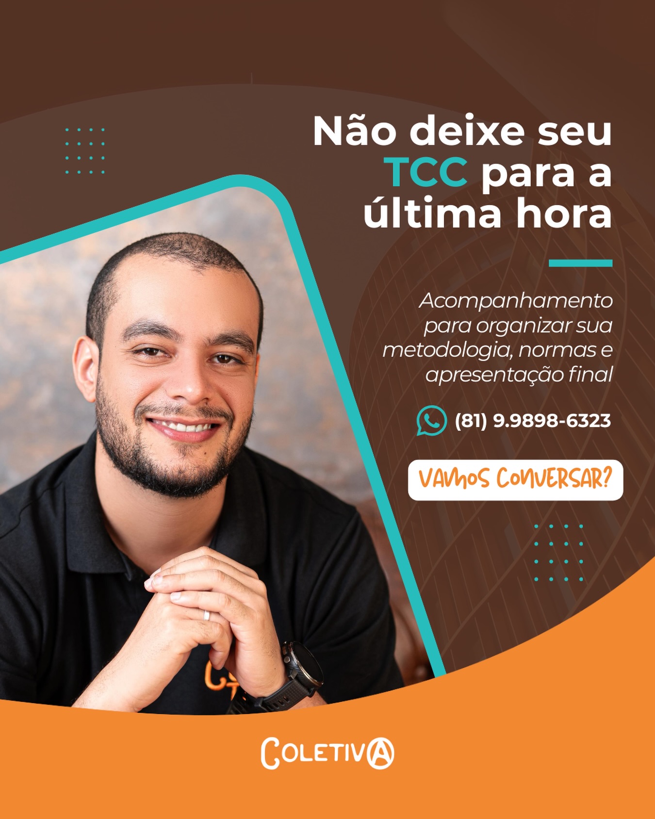 O semestre mal começou e o “fantasma” do TCC já apareceu? 👻
O segredo para uma aprovação tranquila não é o
esforço desesperado na última semana, mas a
organização estratégica desde agora.
Na Coletiva, ajudamos você a estruturar sua
metodologia e ajustar todas as normas enquanto você
ainda tem tempo para respirar.
Vamos organizar seu cronograma hoje? Clique no link
da bio e fale com a gente!
#TCCsemDesespero #Formatura2026 #ABNT
#VidaAcademica #Coletiva