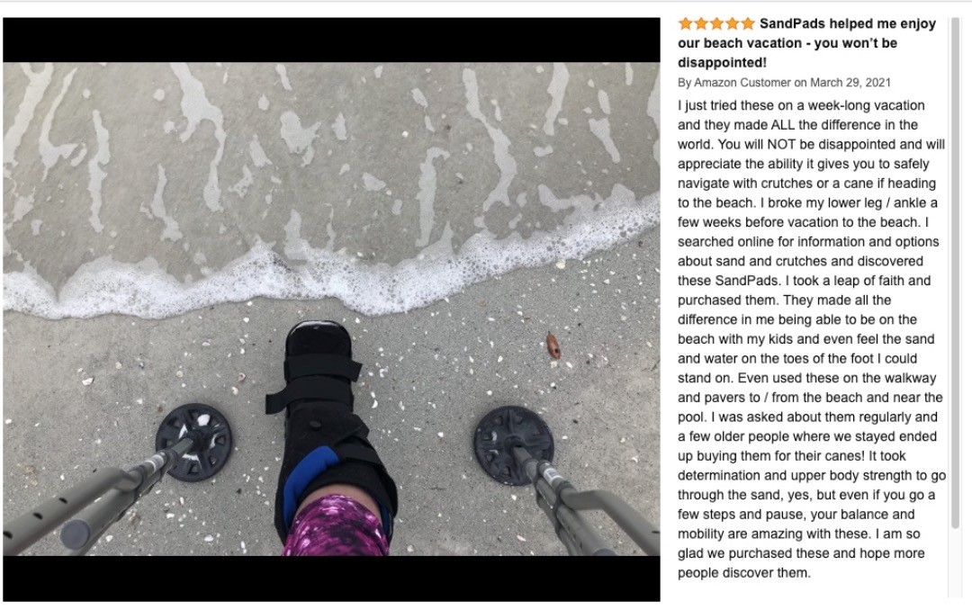 It's #summertime #beachtime and the SANDPAD is what #cane and #crutch users need!
http://www.thesandpad.com
#mobility #DisabilityPride #disabilityinclusion #Disability #vacationplanning #beachlife #Travel