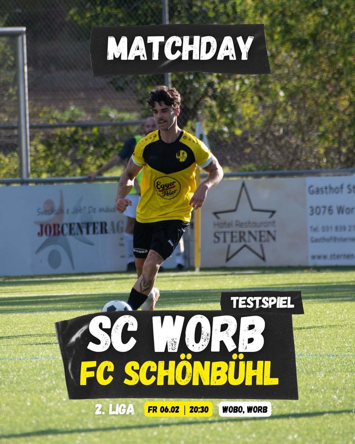 🔥 MATCHDAY 🔥
🆚 SC Worb vs. FC Schönbühl
📍 WOBO, Worb
🕣 Heute | 20:30 Uhr
Der erste Härtetest in der Vorbereitung steht an! 💥⚽️
Kommt vorbei, unterstützt uns und erlebt den ersten echten Gradmesser der Vorbereitung live! 👊🔥
#eggerkult #hoppworb #scworb