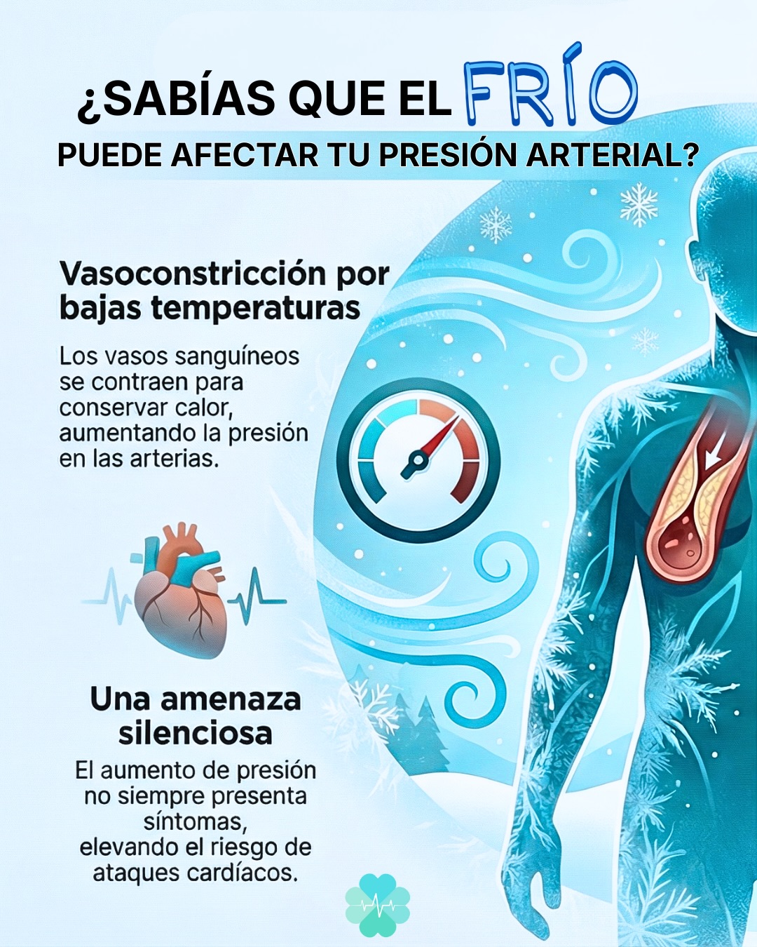 La relación entre la temperatura y la presión arterial es inversa: cuando la temperatura baja (hace frío), la presión arterial tiende a subir, incluso en personas que normalmente la mantienen bajo control.
En los próximos días te compartiremos un reel donde explicamos con detalle por qué sucede esto y qué debes hacer para evitar que el frío afecte tu salud vascular.
#tips #Salud #hipertension #frio #MedicinaInterna