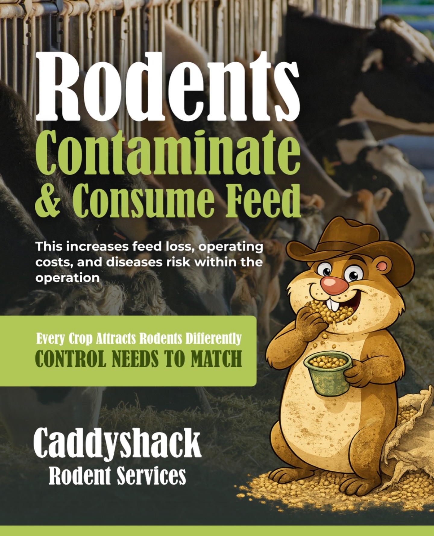 Rodents eat and contaminate feedโdriving up costs and disease risk.
Match your control to your crop. Give us a call to get ahead of it.
๐ North & Central Valley: (209) 564-8207
๐ South Valley: (559) 395-2537
#rodentcontrol #pestcontrol #rodentdamage #caddyshackrodent