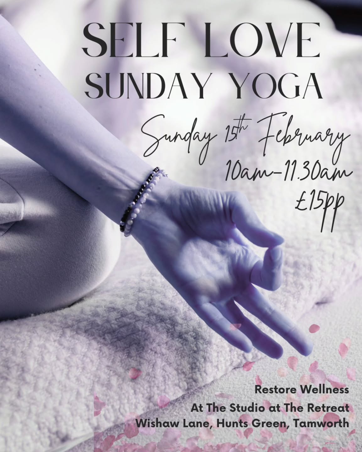 Carole is hosting a Self Love Sunday Yoga class this coming Valentine’s weekend at The Studio.
It will be a gentle, heart led practice with slow movement, conscious breathing, and time to soften and slow down. Expect a calm, supportive space where there’s no pressure to push or perform, just space to reconnect with yourself.
🗓 Sunday 15th February 2026
⏰ 10:00am – 11:30am £15
All levels welcome.
Message Carole if you’d like to book a space 🧘♀️✨07718924909
#relaxattheretreat.co.uk #yogasuttoncoldfield #wellnessthatworks #takecontrolofyourwellbeing #wellbeingworkshops