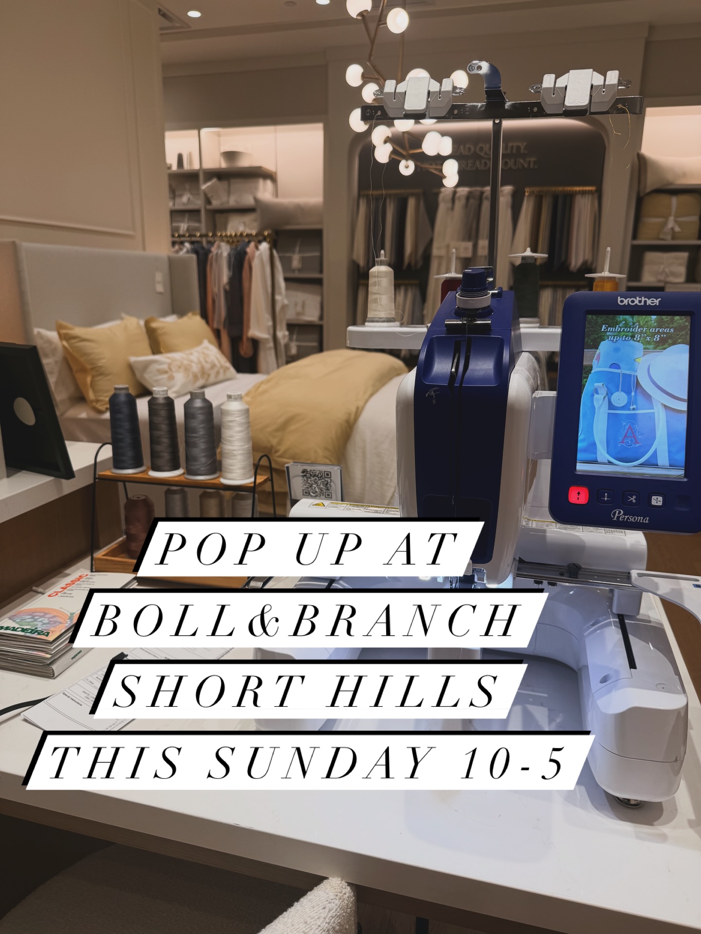 Come visit this Sunday 10-5 at Shirt Hills Boll&Branch Free Embroidery with any in store purchase….Just when you thought B&B couldn’t get any better! 🙌🏼🤩 #embroidery #riverfrontdesigncreations #monogram #personalized