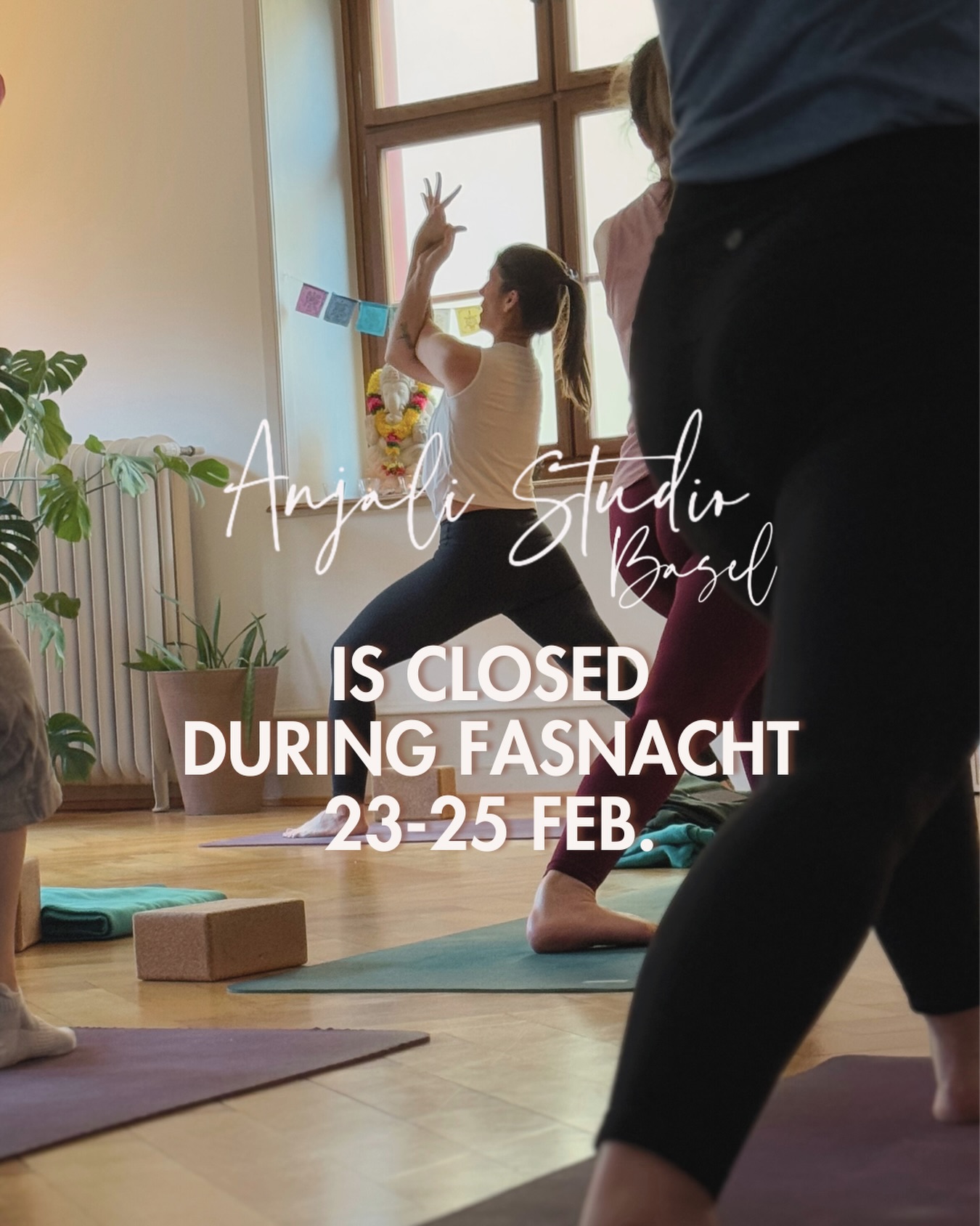Anjali Studio is closed during Fasnacht! 🎭
The classes schedule remains unchanged before and after the 23-25 February.
Have a joyful Fasnacht! 🎉✨
See you soon at Anjali Studio! 💛
#yoga #basel