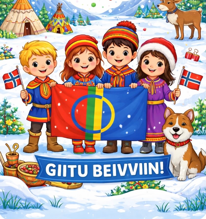 Dette er en spennende dag i barnehagene hvor kreativiteten er stor for å gjenskape mange av samenes tradisjoner og natur 🤗 Gratulerer med dagen 🥳 Lihkku beivviin 🥳