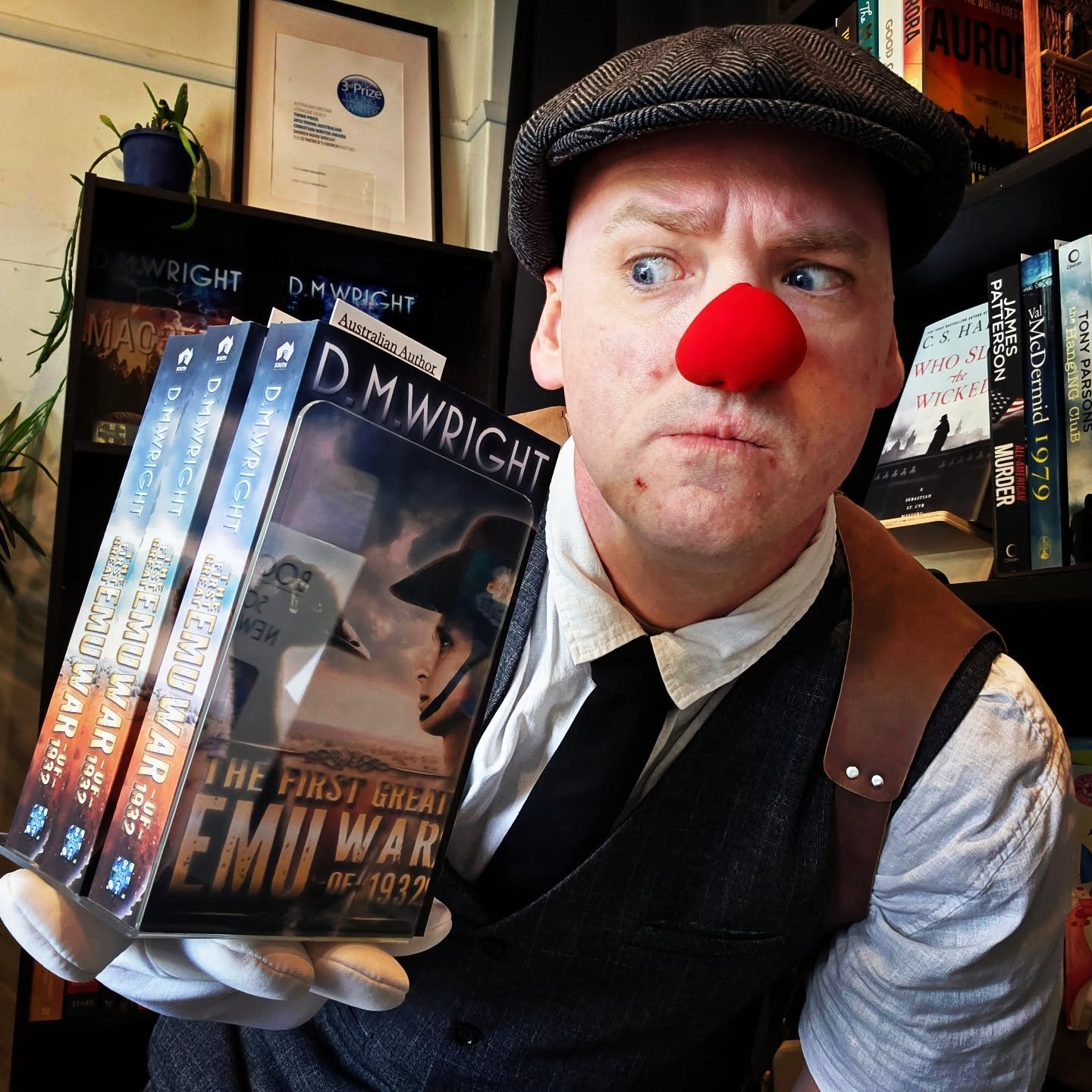 "THE FIRST GREAT EMU WAR OF 1932" by Australian Author D. M. Wright.
DMWproductuonsAus.com (Best viewed on desktop version)
A BATTLE BETWEEN VERMIN AND VETERANS.
When the Great War ended, Australia provided its returned soldiers with new farmland to call their own. Discovering they had grown wheat fields in the path of a flightless migratory bird, farmers open fire, but the native emus prove indestructible.
Meanwhile, political unrest mounts in Western Australia. The State intends to secede to its own country and is eager to lay blame on the Federation.
The Australian Government sends three soldiers to cull the birds but, proving harder to kill than any enemy they've ever faced, it won't only be the farmers who lose everything.
Time is ticking...
D. M. WRIGHT DELIVERS A POWERFUL DRAMA ABOUT THE BIRDS WHO PLAGUED A DIVIDING NATION AND THE MEN BEHIND THE BATTLE WHO REFUSED TO SURRENDER.
Amazon.com/author/dmwright
DMWproductionsAus.com (Best viewed on desktop version)
#booktube #books #bookstagram #booksformen #clown