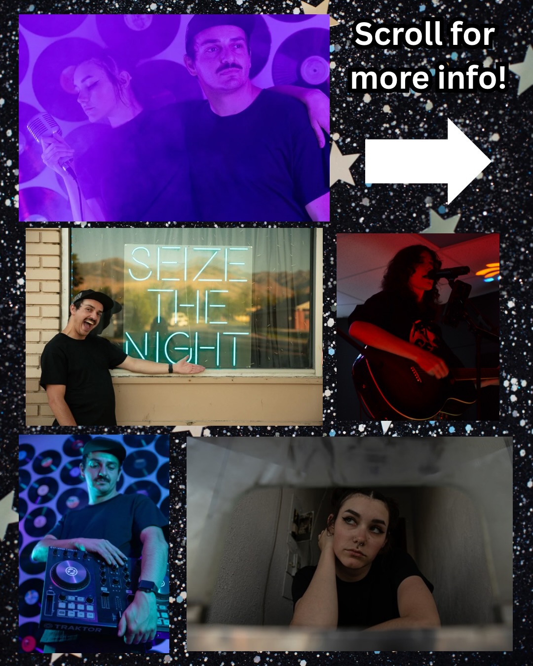 ✨ARTIST SPOTLIGHT:SEIZE THE NIGHT!✨
Seize The Night! isn’t just performing — they’re the in-house band made up of the label and studio musicians behind Seize The Night Records, the very team hosting the show. ⚡️
Built from late nights in the studio and a shared love for pushing genre boundaries, their sound blends electronic drive, live instrumentation, and bold alternative energy into something that feels both polished and electric in the moment. This set is a celebration of the music, the mission, and the community they’ve built right here in Cache Valley. 💫🎶
They’re one of three incredible acts performing that night — and you won’t want to miss it.
🎟 Grab your tickets at www.seizethenightrecords.com or through the link in our bio
📍 159 N Main Street, Smithfield, UT
🕡 Doors 6:30PM | Show 7:30PM
Tag who you’re bringing and get ready to Seize The Night 💫
@peteytietjy @kaya_music_official @cachevalleybuzz
#SeizeTheNight #ArtistSpotlight #LiveMusicUtah #AlternativeRock #ElectronicMusic