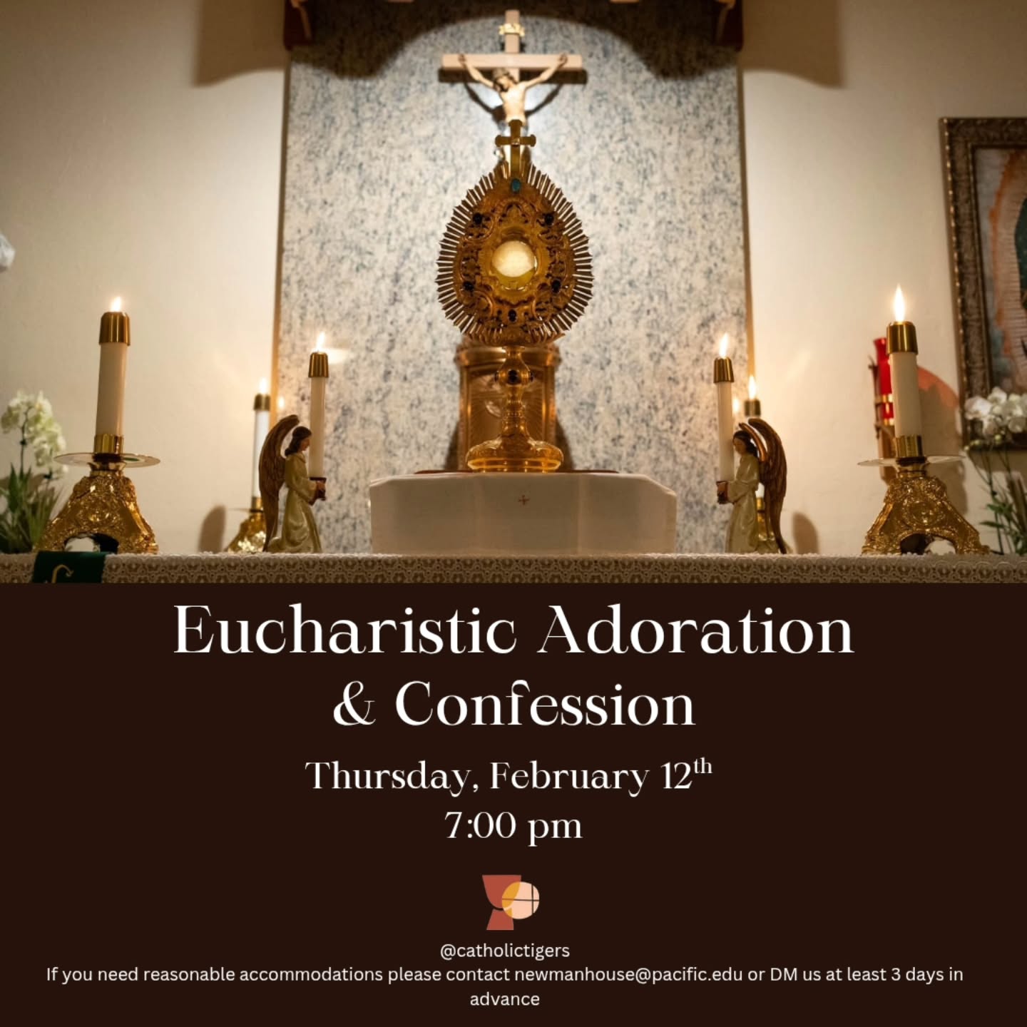 Join us for Adoration and Confession this Thursday at 7 pm, in Morris Chapel ✨️
