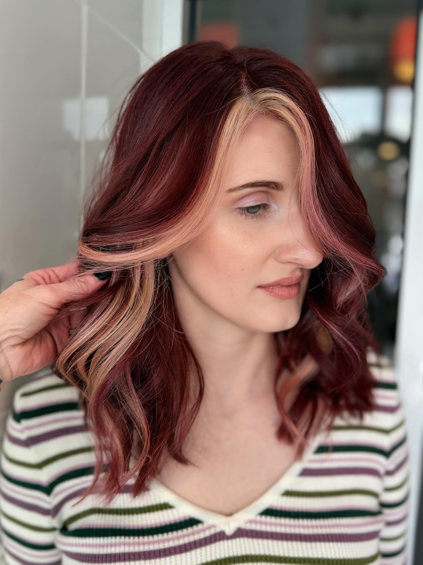 They say hair holds all of our secrets. Sometimes a big chop is exactly what our souls need. 🌙✨
Refreshed her red violet base and chunky blonde face frame for bold color. We cut over 4 inches for this long bob and refined her undercut for a bit of edge. I used @originalmineral color to keep the hair’s integrity and finished with @lomahaircare texture spray for that lived-in magic.
#raleighhair #raleighnc #enchantmenthaircraft #nchairstylist #lob
