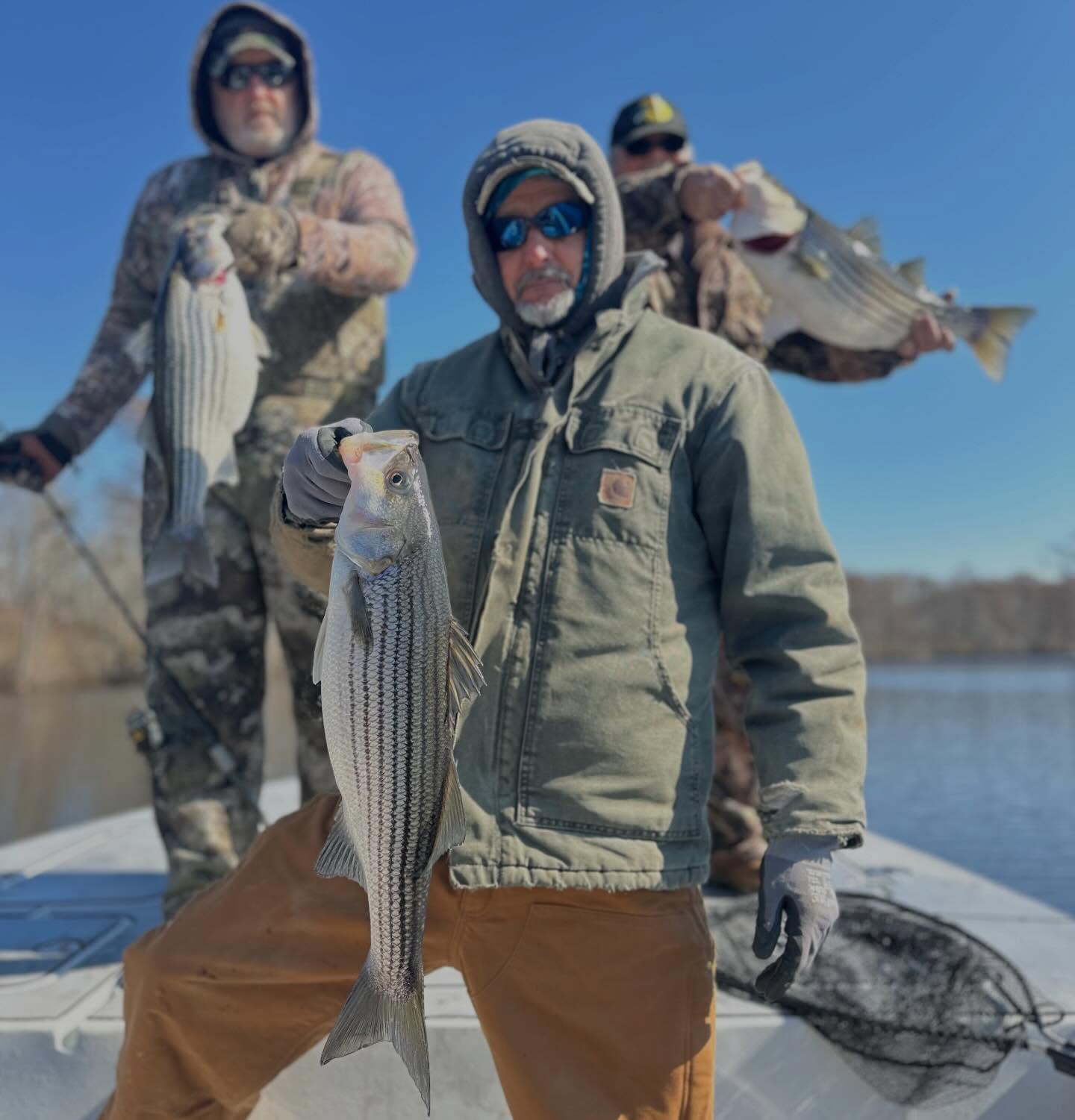 Joe, Billy and the Fish God lol, caught a lot of fish today and some big ones. Joe was the lucky one today catching two tagged fish for the reward and paperwork. Enjoyed it guys! #winterfishing #striper #stripers #lighttackle #inshorefishing