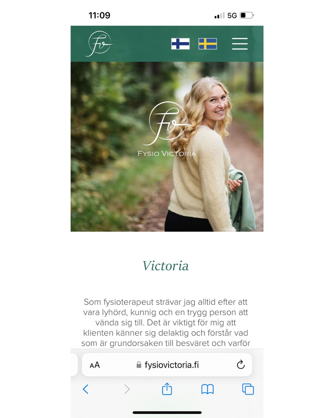 😍!Verkkosivut on nyt julkaistu!😍
Nyt voit lukea lisää Fysio Victoria -yrityksestä ja sen palveluista verkkosivujen kautta 💫
Sivuilta voit myös ottaa yhteyttä ajanvarausta varten, tutustua palvelujen hintoihin sekä lukea, miten valmistaudut käyntiin parhaalla mahdollisella tavalla💌
Verkkosivun osoite on fysiovictoria.fi, ja sivusto on saatavilla sekä ruotsiksi että suomeksi ✔
Olen myös lisännyt verkkosivun Instagram-biossa ja Linktreeen.
Olen todella tyytyväinen lopputulokseen!👏🔥
Kiitos @dreamarkporvoo
🎉🎉🎉🎉🎉🎉🎉🎉🎉🎉🎉
😍 !Nätsidan är publicerad! 😍
Nu kan man läsa mera om företaget Fysio Victoria och dess tjänster via hemsidan💫
Där kan man även ta kontakt för att boka en tid, se tjänsternas priser och hur man förbereder sig inför sitt besök på bästa sätt💌
Länkadressen är fysiovictoria.fi, och hemsidan går att besöka både på svenska och finska✔
Länken till hemsidan finns nu också i instagrambion och linktree.
Jag är så nöjd med resultatet!👏🔥 Tack @dreamarkporvoo