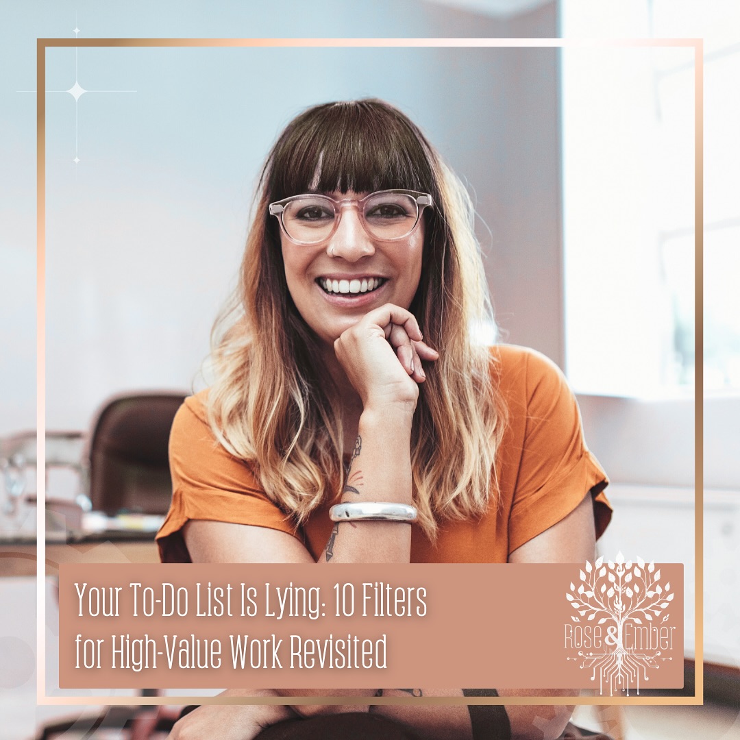 There’s a particular kind of tired that only entrepreneurs understand. Not the “I stayed up too late scrolling” tired. The earned tired — the kind where you’ve been “on” all week. You’ve answered the emails. Put out the tiny fires. Sent the follow-ups. Ordered everything (and more). Made the calls. Updated the doc. Paid the invoice. Fixed the thing. Responded to the message. Replied to the other message. And somehow… you reach the end of the week feeling like:
Wait. Did I actually move anything forward?
If that’s you, I’m not here to tell you you’re doing it wrong. I’m here to tell you I’ve been there — a lot. I’ve had seasons where my days were packed and my to-do list was shrinking… but the work that actually mattered (the deep, needle-moving work) kept getting pushed to “later.” And the worst part? It felt productive.
Inside:
• 10 quick “filters” to catch false momentum in real time
• how to avoid productivity traps (emails, admin, constant reacting)
• how to protect your focus and build calm momentum that lasts
If your days are full but your progress feels thin… this is for you.
👉 Read it now (link in bio) and tell me: what’s your biggest productivity trap right now? https://www.roseemberfoundry.com/post/your-to-do-list-is-lying-10-filters-for-high-value-work
#HighValueWork #ThoughtfulMindfulFounder #MindfulEntrepreneur #EntrepreneurMindset #BusinessClarity #ProductivityTrap #AntiHustle #ProductivityWithoutBurnout #FounderLife #ProgressOverPerfection