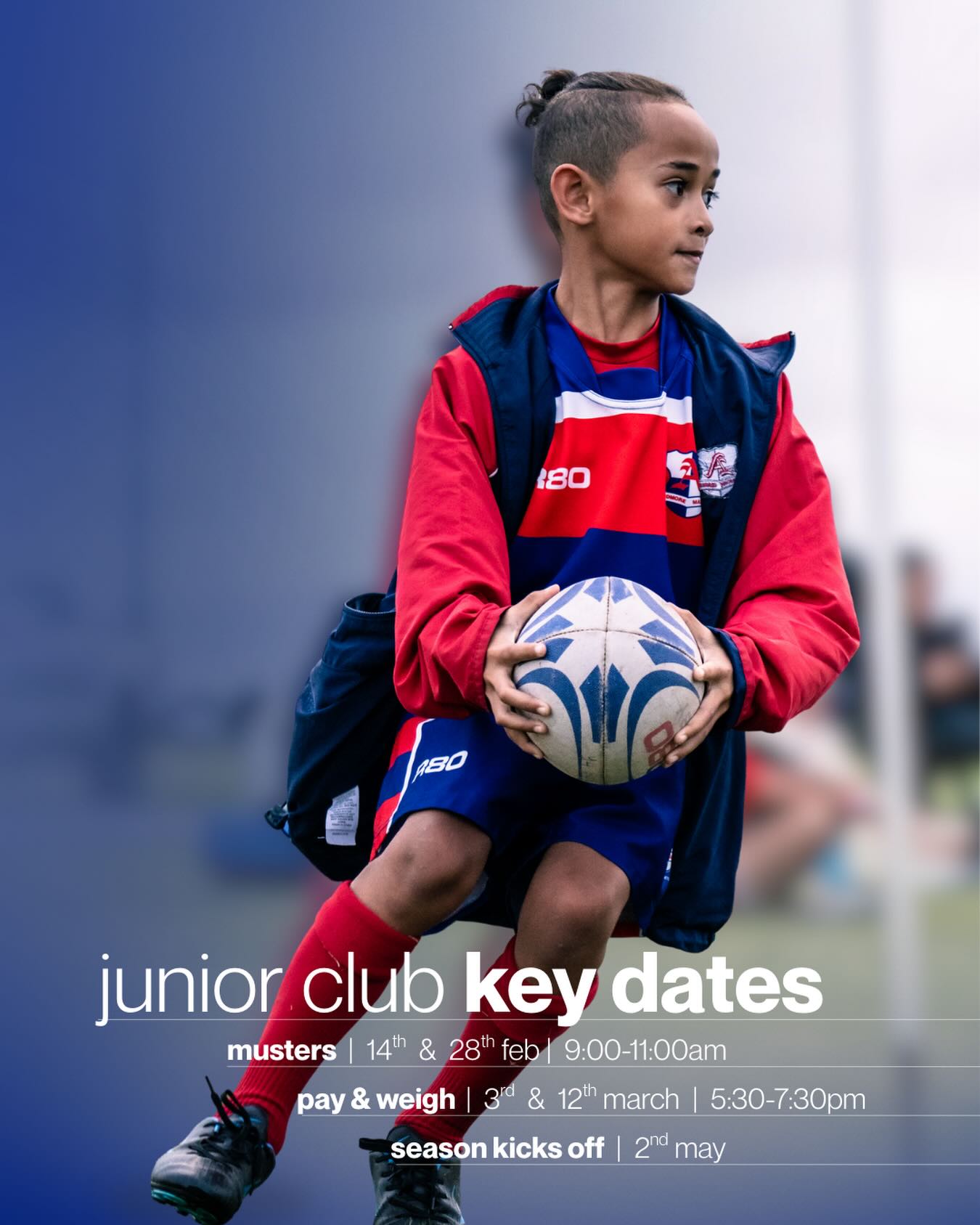 JUNIOR KEY DATES
Junior Rugby is nearing and it is time to get registered for 2026.
MUSTERS
Saturday 14th & 28th February | 9:00-11:00am
Bruce Pulman Park, Gate B, 138 Walters Road, Takanini
This is a time where players can run through so drills with our coaches while parents can ensure they’re kids are registered in RX correctly, talk about key dates, grading structure and season overview with our committee!
PAY & WEIGH
Tuesday 3rd & Thursday 12th March | 5:30-7:30pm
Bruce Pulman Park, Gate B, 138 Walters Road, Takanini
It’s is compulsory to attend one of these dates to confirm your child’s place in a team in 2026. Registration fees must be made in full and a weigh in completed with one of our committee members during these sessions to lock your child in for rugby.
It isn’t too late to register. Use the link in our bio or head to https://www.ardmoremarist.co.nz/junior-rugby