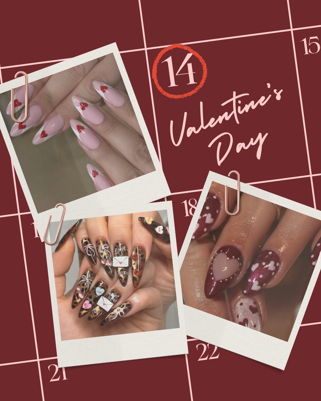 What’s Your Valentine Nail Vibe?
Are you…
❤️ Classic Romance
🔥 Spicy & Bold
🍒 Cute & Playful
🐆 Wild Love
✨ Soft Glam