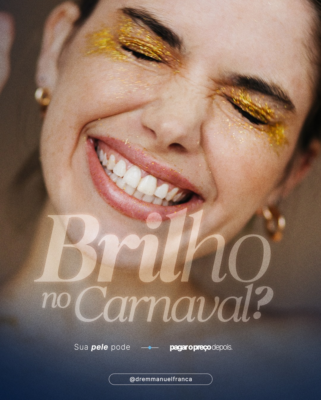 ✨ Brilho, cor e muita folia fazem parte do Carnaval, mas a sua pele também precisa de cuidado.
Glitter e maquiagens que não são próprios para uso dermatológico podem causar irritações, alergias, acne inflamada e até pequenas lesões, principalmente quando associados ao suor e à exposição solar.
Aproveite o Carnaval com consciência: escolha bem os produtos, evite excessos, não compartilhe maquiagem e faça uma boa limpeza da pele ao final do dia. A festa passa, mas a saúde da sua pele deve ficar. 💙
Dr Emmanuel França
Dermatologista
CRM 5999
RQE 636
