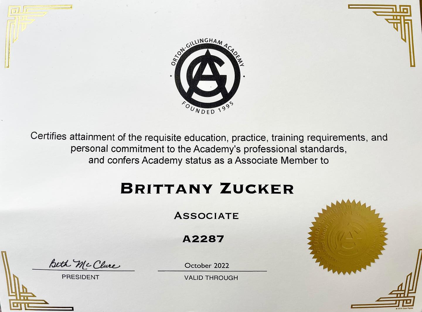 Wow, over 15 months in the making and it feels SO great to finally have this certificate in my hands. The Orton Gillingham Academy (OGA) is considered the “gold standard” of reading instruction and I am honored to finally be a member after months of months of hard work.
•
My certification included the following:
⭐️ over 70 hours of coursework
⭐️ a 100 hour Practicum teaching 1:1 (outside of my full time job!)
⭐️ 10 formal observations
⭐️ over 15 article, book and book chapter summaries
⭐️a 20-page student profile
•
I have gained so much knowledge and am proud to finally add A/OGA to the end of my name! One more step - taking my KPEERI exam to earn the title “Dyslexia Interventionist” through the International Dyslexia Association!
•
•
•
#ortongillinghamacademy #OGA #dyslexia