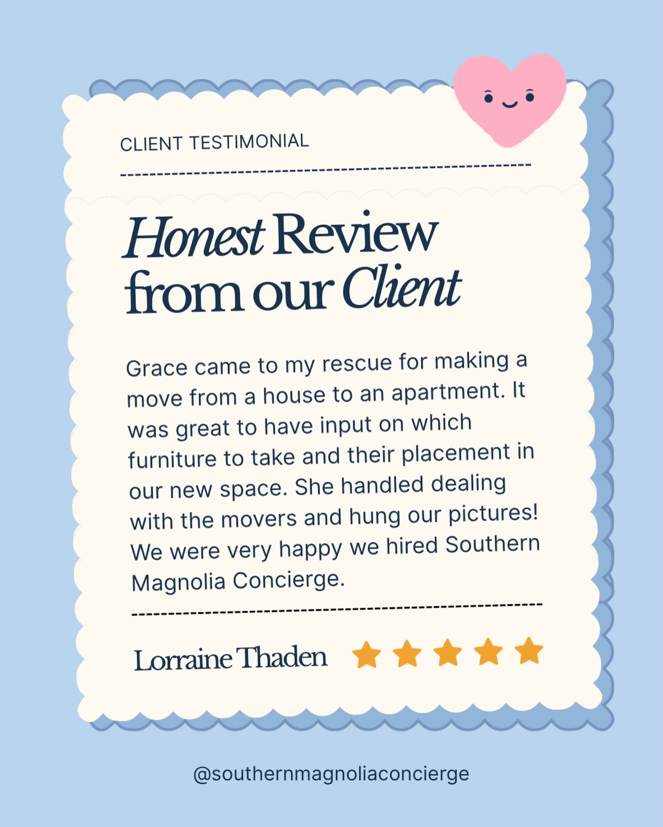 So happy to have Lorraine’s support as we helped her navigate a move! 🤍