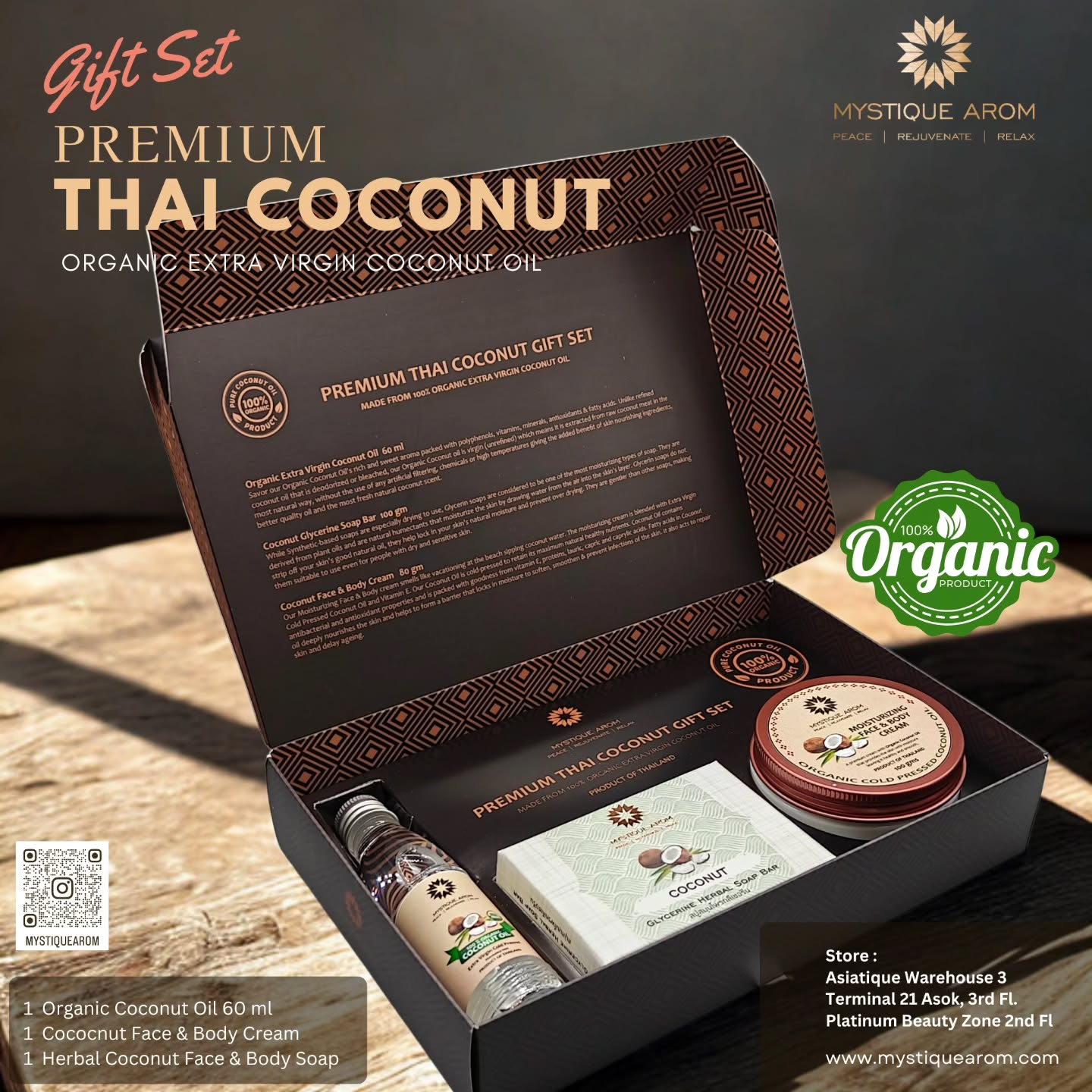 MystiqueArom Coconut Gift Set
A special Gift for a Special occasion !
#mystiquearom #terminal21asok #asiatiquetheriverfront #organicskincare #platinumfashionmall