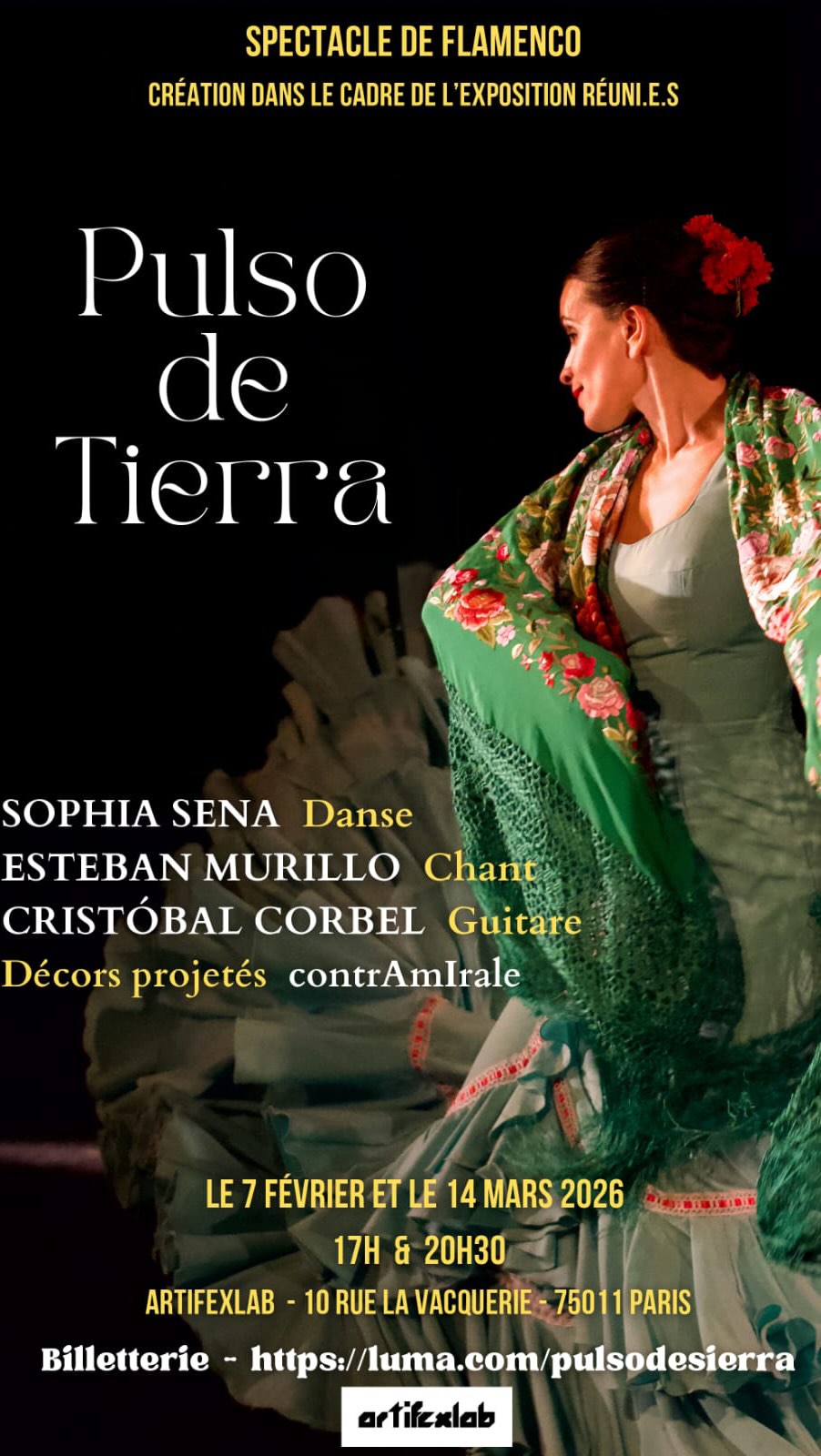 Rendez-vous ce soir à 20h30 pour le spectacle de flamenco « Pulso de Tierra » avec Sophia Sena.
Lien dans la bio