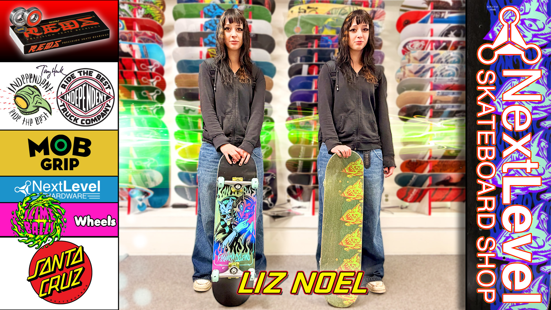 Liz got a full Christmas Complete this year — and built it herself at home! 🔥
Santa Cruz Skateboards Fabiana Delfino Devil Mask deck
Independent Trucks Tony Hawk Transmission Stage 11 Forged Hollow Trucks
Slime Ball Screw Balls Wheels
Bones Bearings Reds Bearings
MOB GRIP Clear Yellow Tint
Next Level Gold Hardware
She didn’t just build it… she put it to work. 💪
Liz came into Next Level Skateboard Shop and landed her very first boardslide on the Mike Goodwin steel curb!
That’s what it’s all about — building your setup, building your confidence, and leveling up.
Great job Liz! We’re proud of you. 👊🛹
@nextlevel_skateboards
@santacruzskateboards
@independenttrucks
@slimeballsog
@mobgrip
@bonesbearings
@fabiana_delfino
@tonyhawk
@liz_noel__