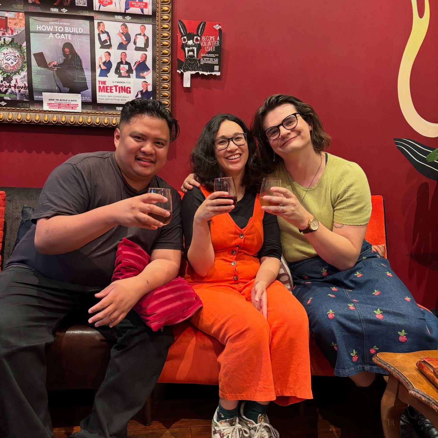 Three happy playwrights/archivists/podcasters/goofballs/friends.
(We are trying to get a full cast &crew shot, we just gotta wrangle us all in the same room w a 📸)
Once Upon a Time in Homowood opening night absolutely went off!! Thank you to everyone who came out and your belly laughs, we’re on for four more nights and if last night was any indication “you like us, you really like us!”
👉 for a sneak peek at THAT scene 🚢
Photographer: 📸 1. @thisisrubyok 2. @bats_theatre
Once Upon a Time in Homowood
Four more nights!
@bats_theatre
Ticket link in bio, tickets are moving fast!