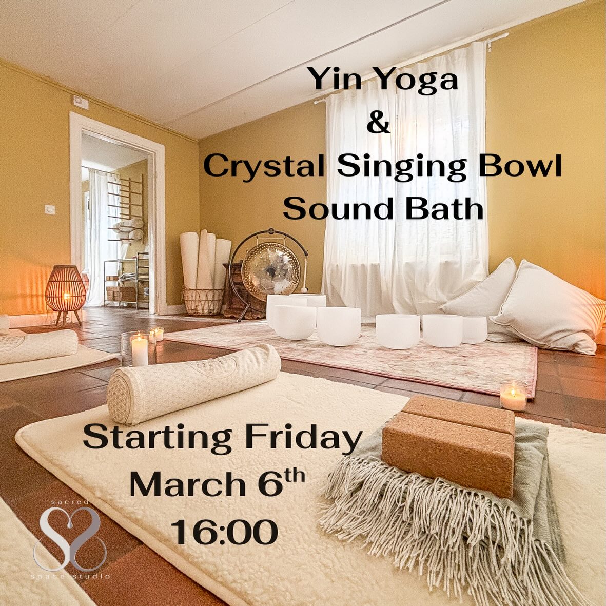 Yin and Crystal Chakra Sound Bath
Escape the week and welcome the weekend with an afternoon designed to reset body, nervous system, and emotions. This Friday, treat yourself to a serene yin session, optionally blended with a Crystal Chakra Sound Bath for a full, restorative experience.
Yin Yoga
Gentle long-held poses to release muscular tension and improve flexibility
Stimulates the parasympathetic nervous system, promoting deep rest and recovery
Calms the nervous system, reducing stress hormones and anxiety
Supports emotional balance, grounding thoughts, and inner calm
Practices mindfulness and breath awareness for mental clarity
Crystal Chakra Sound Bath: Mind–Body Harmony
Clear and balance chakras through vibrational resonance with slow soft sequences
Sound healing works by using carefully tuned frequencies and rhythms to interact with the body’s cells, tissues, and fluids. When sound waves travel through the body, they induce healing vibrations that can influence cellular oscillations, fluid movement, and membrane permeability, supporting a shift toward rest and healing. At the cellular level, resonance can aid in the alignment of cell signalling potentially reducing stress-related inflammation.
Class Options
Yin Only - Deep, soothing long-held poses to unwind physical tension and nurture nervous system health
Sound Bath Only- Immersive crystal tones to recalibrate energy centers and quiet the mind
Full Magical Experience (Yin + Sound Bath) - The complete, transformative journey—yoga-inspired stillness followed by a powerful sound immersion
Starts Friday march 6th
Yin 16:00 - 17:00 - Cost 190:-
Sound bath 17:10-18:00 Cost 190:-
Yin and Tonic (Combo) 300:-
Where: Sacred Space Studio
What to bring: comfortable clothing, a bottle of water
What’s provided: woollen yoga mats, bolsters, cushions, blankets,
Booking and more information
www.sacredspacestudio @sacredspacestudio3d @vasterascity