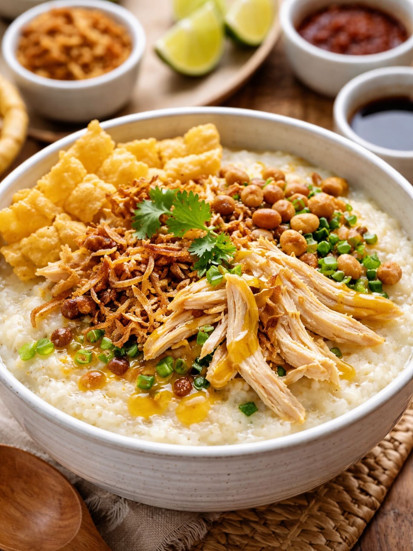 Bubur ayam 🥣✨
Zacht, warm en vol smaak.
Rijstpap met kip, knapperige toppings en hartige bouillon — comfort food dat je omhelst, lepel na lepel.
Eenvoudig, maar altijd raak 🤍
#buburayam #buburayamjakarta #berempahdenhaag #indonesischekeuken #zeeheldenkwartier