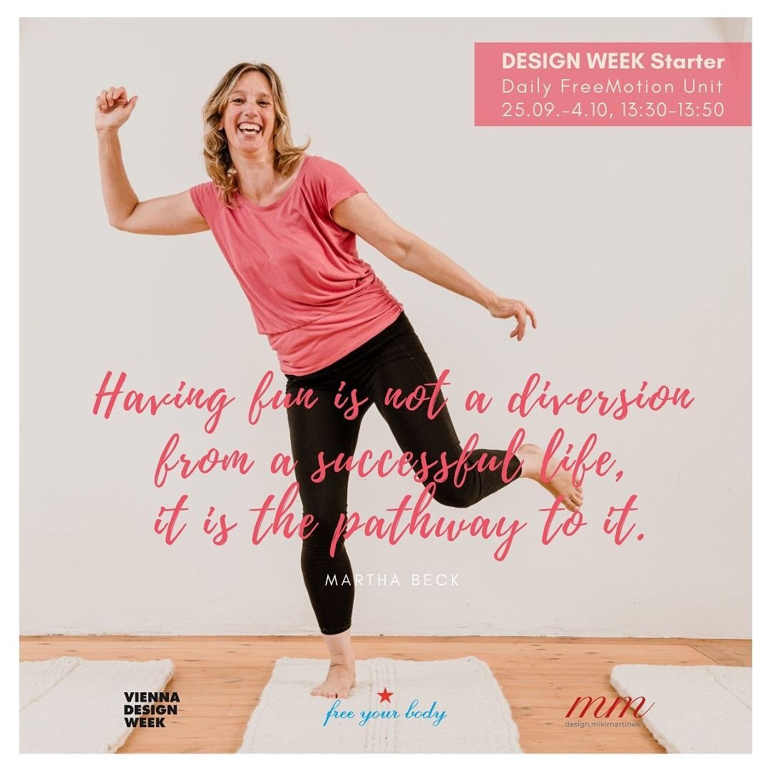 Spaß ist ein guter Indikator am richtigen Weg zu sein!
Mir macht es Spaß mich zu bewegen und andere zu bewegen sich zu bewegen 🤣👯♀️.
Ab 25.9. online beim Vienna Design Week Starter!
#viennadesignweek #vdw #freeyourbody.at #designmikimartinek #freemotion #grinbergmethod #woolmooi #rita__newman #stoppingmovement
