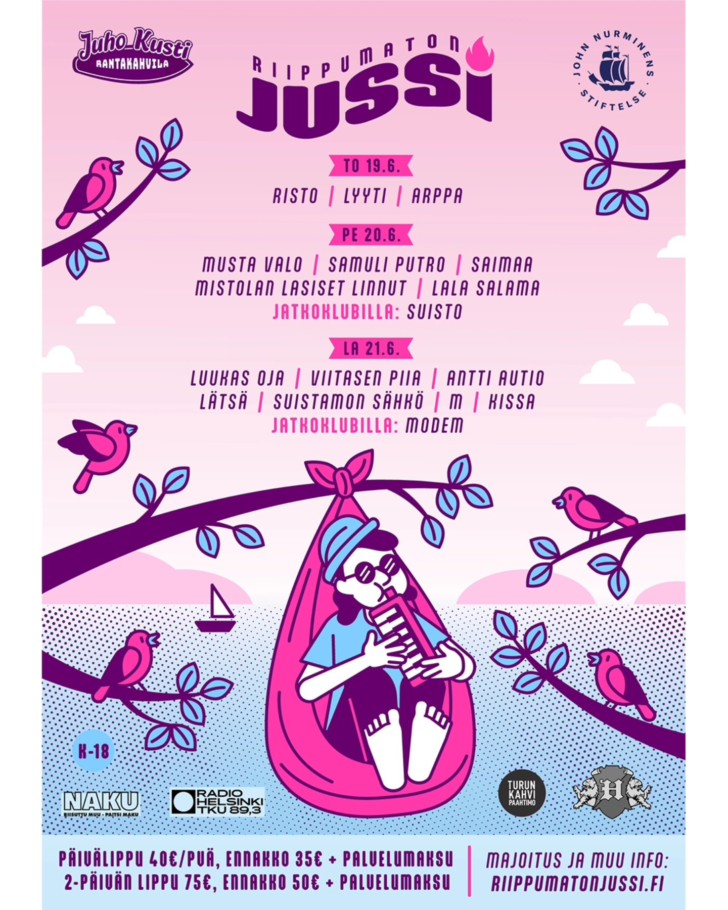 Taas on pitänyt sen verran kiirettä että ei ole kerinnyt tänne töitään päivittää! Mutta tässäpä kesän kunniaksi tämän vuoden juhannusfestareille suunnittelemani ilme! 🌞 #riippumatonjussi