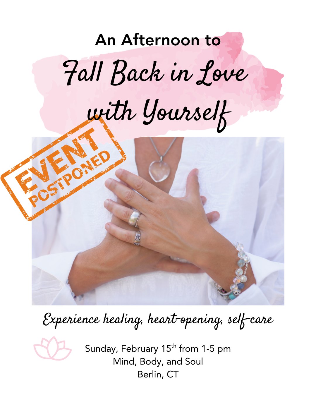 Due to illness, we’ve decided to postpone our Falling Back in Love with Yourself workshop to ensure we can hold the space with full presence and care.
While we were so looking forward to gathering with you, it felt important to honor everyone’s health and well-being first, so we can create the most supportive and present space possible.
The workshop has been rescheduled for Sunday, April 19th, 1-5 pm and we’re grateful for the extra time to continue pouring love and intention into this experience.
If you were already registered, your spot will carry over. And if you were hoping to join us, we’d love to welcome you in April.
Thank you for your understanding and care. We can’t wait to gather together soon. 💗