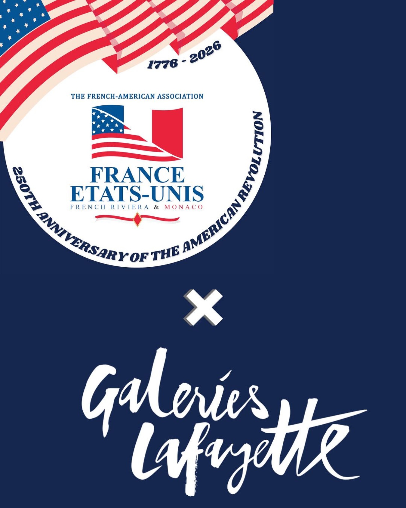 ✨🇫🇷 LES GALERIES LAFAYETTE × FRANCE ÉTATS-UNIS – French Riviera & Monaco 🇺🇸✨
The French Touch meets the American Spirit 🇫🇷🤝🇺🇸
Notre association est fière d’annoncer un partenariat exceptionnel avec les Galeries Lafayette de Menton, dans le cadre des célébrations du 250ᵉ anniversaire de la Révolution Américaine (1776–2026).
👀 Membres de l’association, Américains résidents ou touristes…
👉 Une grande surprise arrive très prochainement !
__________
✨🇺🇸 GALERIES LAFAYETTE × FRANCE ÉTATS-UNIS – French Riviera & Monaco 🇫🇷✨
An exclusive partnership celebrating French-American friendship and the 250th Anniversary of the American Revolution.
👀 Friends of the United States, American residents or visitors…
👉 A big surprise is coming soon, stay tuned!
@galerieslafayettementon @galerieslafayette @usembassyfrance @usconsulatemarseille @nicematin_menton
#FUSA #GaleriesLafayette #GaleriesLafayetteMenton #Menton #FranceUsa