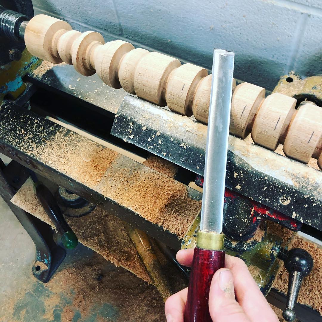 Wood turning cherry handles ⚒#woodworking #lathework #furnituredesign #japanesehandtools #chizels