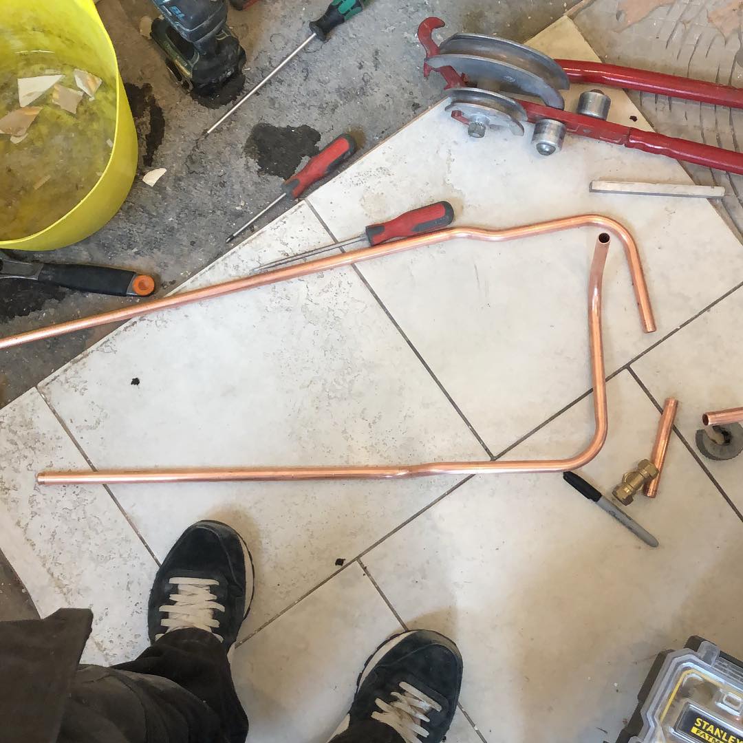 Always got the benders out. New kitchen prep #plumbing #bending #copper #plumbproud #plumblife