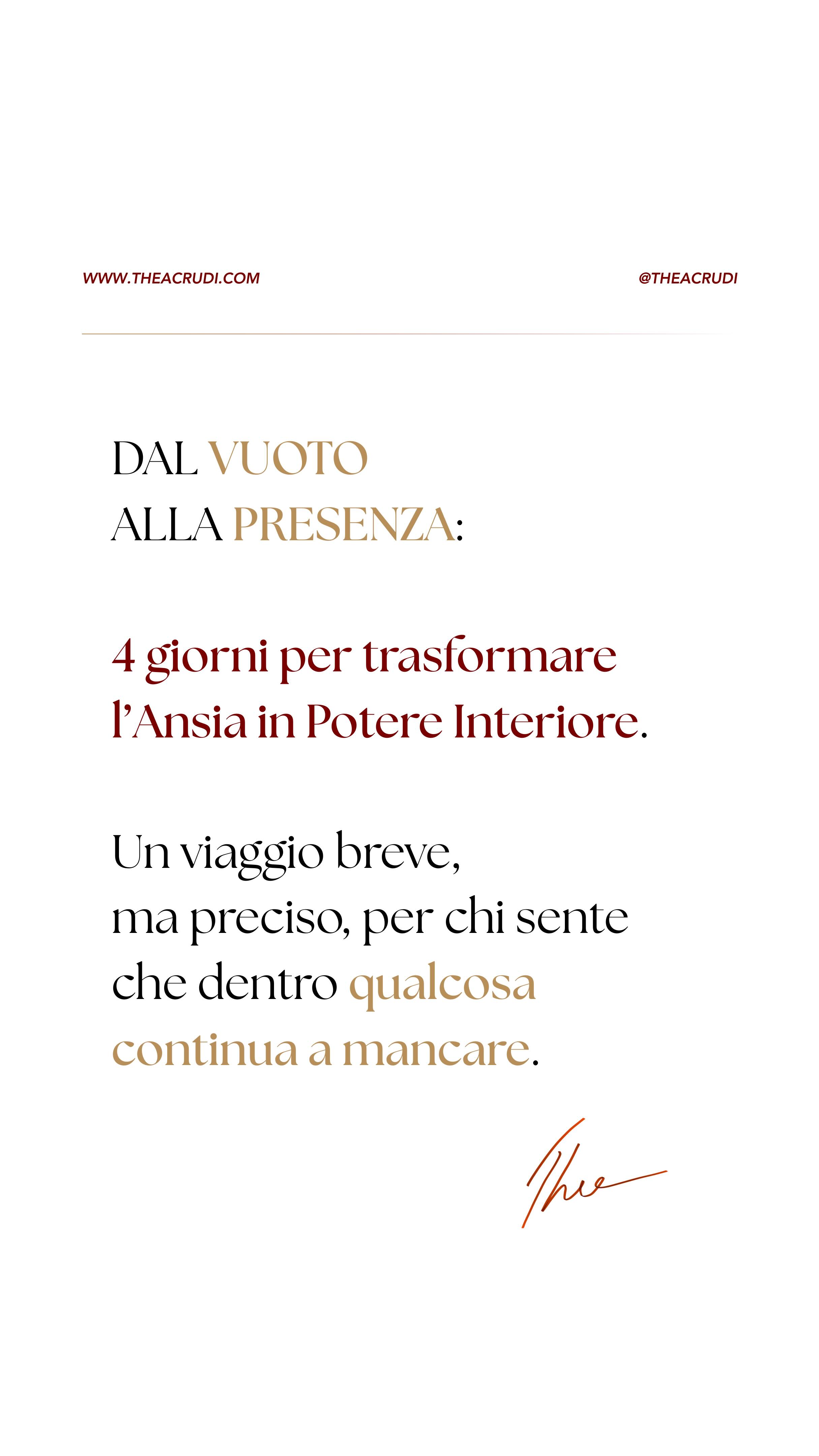 Da bambini, per calmarci, bastava poco, come appoggiare la testa sul petto di chi ci proteggeva.
🫀 Ascoltare il battito di un cuore che batteva lento e cadenzato, vicino al nostro orecchio, ci aiutava a sciogliere tutte le agitazioni.
Un ritmo che percepivamo come sicurezza e rifugio… era il nostro sistema nervoso che imparava a sentirsi al sicuro.
Oggi, quando viviamo stati di ansia, tensione o agitazione energetica, corriamo spesso alla ricerca di soluzioni esterne, fatte soprattutto di controllo e spiegazioni razionali, dimenticando una verità semplicissima:
✨ 𝐢𝐥 𝐜𝐨𝐫𝐩𝐨 𝐬𝐚 𝐚𝐧𝐜𝐨𝐫𝐚 𝐜𝐨𝐦𝐞 𝐜𝐚𝐥𝐦𝐚𝐫𝐬𝐢.
Il ritmo che ci regolava allora può essere ricreato ancora oggi attraverso il respiro.
Un respiro cadenzato, calmo, continuo è una carezza interna fatta al nostro sistema nervoso.
Se in questo momento senti tensione, non forzare il rilascio. Inizia dal ritmo del tuo respiro.
🎁 Anche per questo motivo, ho pensato a un mini-percorso online gratuito “Dal Vuoto alla Presenza: 4 giorni per trasformare l’Ansia in Potere Interiore”.
Iscrivendoti, dal 16 al 19 febbraio riceverai ogni giorno via mail:
✨ riflessioni testuali guidate
✨ pratiche di consapevolezza e journaling
✨ meditazioni audio per agire direttamente sul sistema nervoso (una al giorno per tre giorni)
✨ una diretta finale (con registrazione, qualora dovessi perdertela)
Un viaggio breve, ma preciso, per chi sente che qualcosa dentro continua a mancare e desidera smettere di reagire automaticamente alla vita.
💬 Come iscriverti?
Commenta con la parola “Presenza” per ricevere in DM il link per l’iscrizione o clicca sul link in bio.
#ansia #crescitapersonale #minipercorsogratuito #regalo #yogaitalia