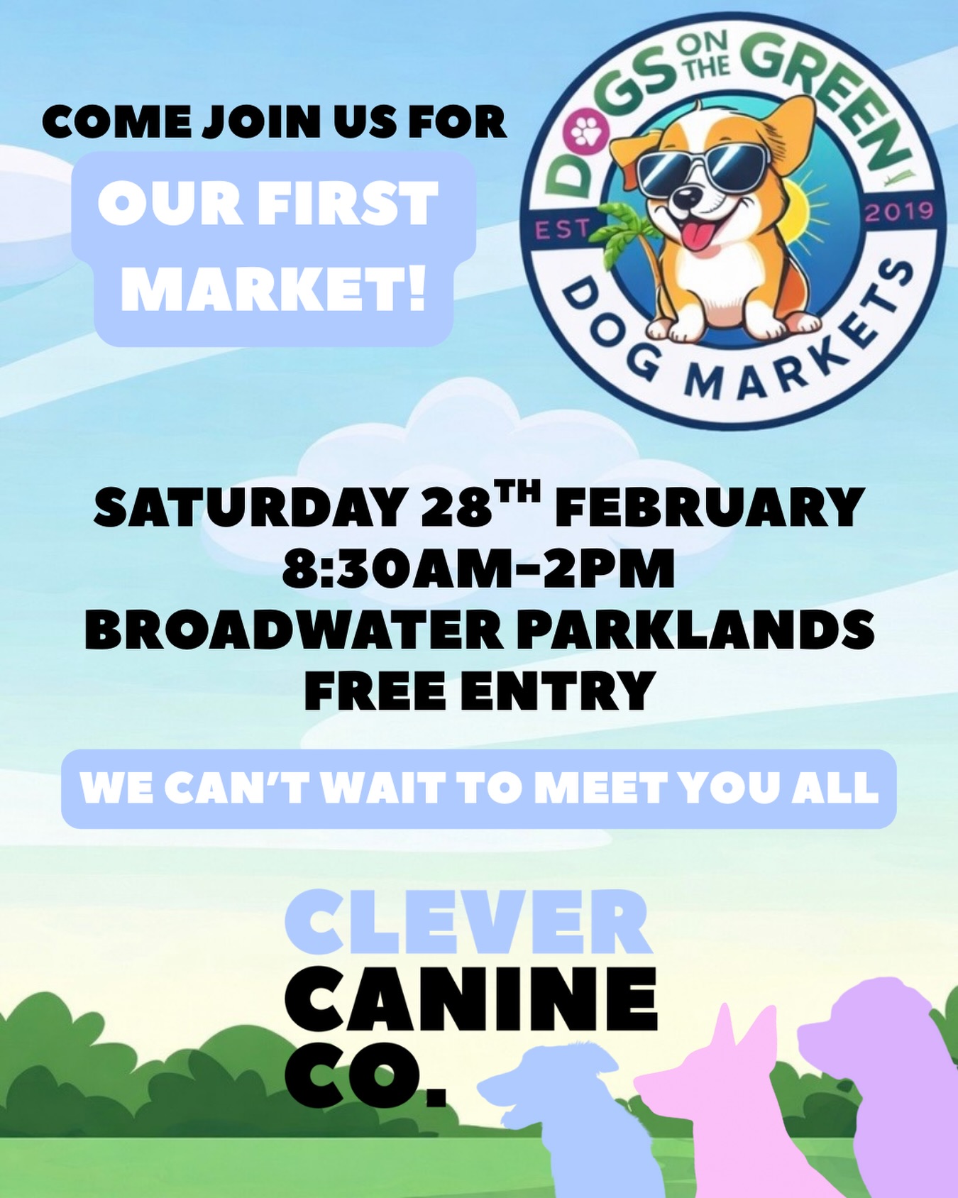 Our first ever market stall 🥹❤️🔥
Come say hi to us at one of the Gold Coast’s biggest dog friendly markets on Saturday 28th Feb at Fisherman’s Lawn, Broadwater Parklands!
🗓 Time: 8:30am – 2pm
📍 Where: Broadwater Parklands, Southport
✔️ Free entry and dog friendly (on lead)
🦴 Over 70 stalls for dog lovers – treats, toys, training, accessories, food trucks, rescue groups, raffles and more! 
Bring your well-behaved pup, grab a coffee, enjoy the waterfront, and come have a chat with us about dog training and our adventure days. Brigitte, Sarah and Michaela will all be there with a few of our dogs so come meet the team ⚡️
We can’t wait to see you there! 🐕🦺🍃