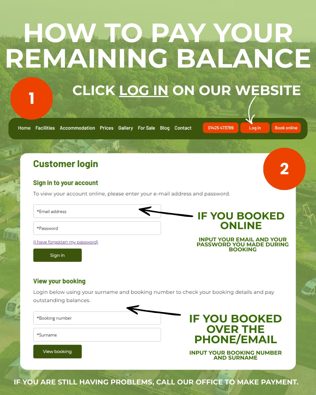 💳 Got a remaining balance to pay for your stay at The Red Shoot Camping Park?
Here’s how to do it 👇
1️⃣ Visit our website and click LOG IN
📱 On mobile: tap the red 3-dot circle in the bottom right, then tap Log In
2️⃣ If you booked online
➡️ Log in using the email address and password you created at checkout
3️⃣ If you booked by phone or email
➡️ Enter your booking number (from your confirmation email) and your surname in the View Your Booking login section
4️⃣ You’ll then be able to pay any outstanding balance 💸
📞 Having issues? No stress — give our office a call and we can take payment over the phone.
✨ See you soon!