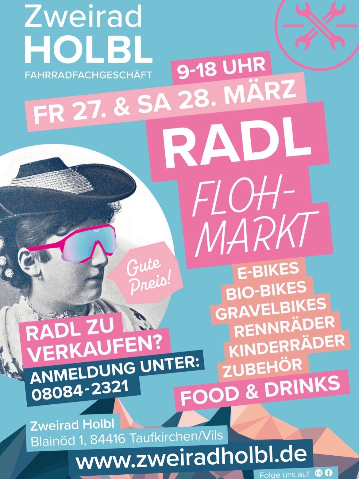🚲✨ RADLFlohmarkt 🚲✨
Lust auf Schnäppchen, gute Stimmung und alles rund ums Rad?
Dann kemmt’s vorbei:
📅 Fr 27. & Sa 28. März
🕘 9–18 Uhr
📍 Zweirad Holbl, Blainöd 1, Taufkirchen/Vils
Das erwartet euch:
🔧 E-Bikes, Bio-Bikes, Gravelbikes, Rennräder, Kinderräder & Zubehör – neu & gebraucht
💬 Stöbern, ratschen und echte Flohmarkt-Funde entdecken
🍕 Frisch gebackene Pizza, Kaffee & kühle Getränke im gemütlichen Biergarten
🎨 Regionale Aussteller mit liebevoll gemachten Produkten
Vorführungen:
👩🍳 Thermomix TM7 mit Nicole Jahn
🧼 Hyla mit Melanie Skoulis – „Sog ned einfach nur Staubsauga dazua“
👉 Du möchtest ein Radl verkaufen?
Einfach anmelden unter 08084-2321
Kommt vorbei, bringt Freunde mit und genießt einen entspannten Tag bei uns.
Mia gfrein uns auf eich! 🐈🔥🥳
@jahn_nicole @mella_hylert @prediger_toepferkunst @_celf.art_ @ridecannondale @cannondaleroad @ktmbikeindustries @marinbikes_dach @pocsports @ixsmtb @koo_world @mucoff @jobrad_org @bikeleasing.de @lease_a_bike_de @deutsche.dienstrad @businessbike_leasing
