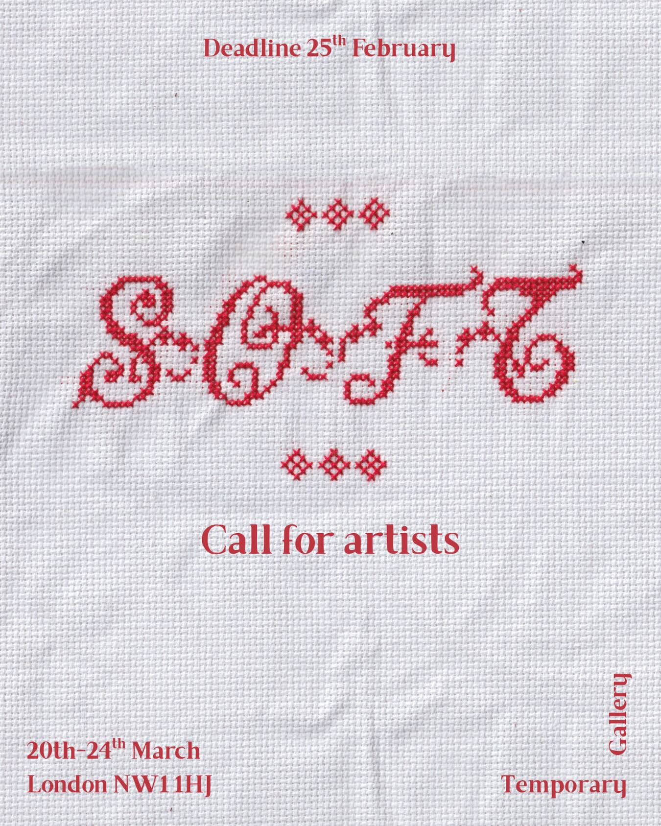 ‘Soft’
An Open Call for Artists
Deadline: 25th February
This exhibition explores the idea of soft vs weak, strength, identity and the misjudgement of softness or kindness equating to weakness.
How have perceptions of women being soft changed from historical expectations of domesticity, to present themselves in contemporary culture? Is Soft a space reserved for women alone?
Is soft a negative or a positive?
Link to apply is in our bio and any questions can be emailed to collab.artspace@gmail.com