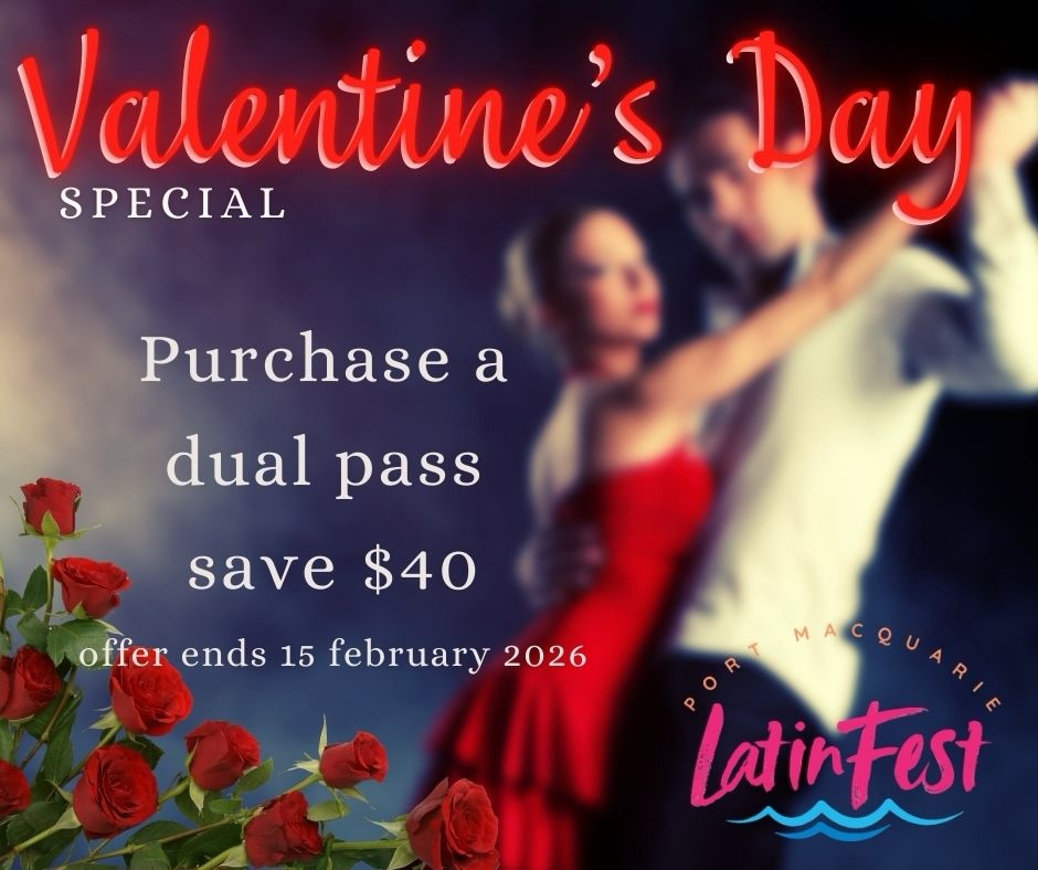 ❤️🔥 LATINFEST VALENTINE’S SPECIAL ❤️🔥
Two tickets.
One weekend.
Endless memories. 💫
For a limited time only, we’re giving you the perfect excuse to experience LatinFest together.
🎟 LatinFest Tickets: $240 each
💘 Valentine’s Dance Duo Pass: $440
✨ Save $40 when you book a ‘Valentines Dance Duo Pass’ (this offer can not be use used in conjuntion with any other discount)
www.latinfest.com.au
Whether it’s your partner, your bestie, your dance crush, or your favourite training buddy, this is your sign to lock it in.
🌹 Offer starts NOW
⏳ Ends Sunday at midnight
Don’t wait… moments like this are better shared on the dance floor.
#PortLatinFest #LatinFest2026 #ValentinesSpecial #PortMacquarie #2444