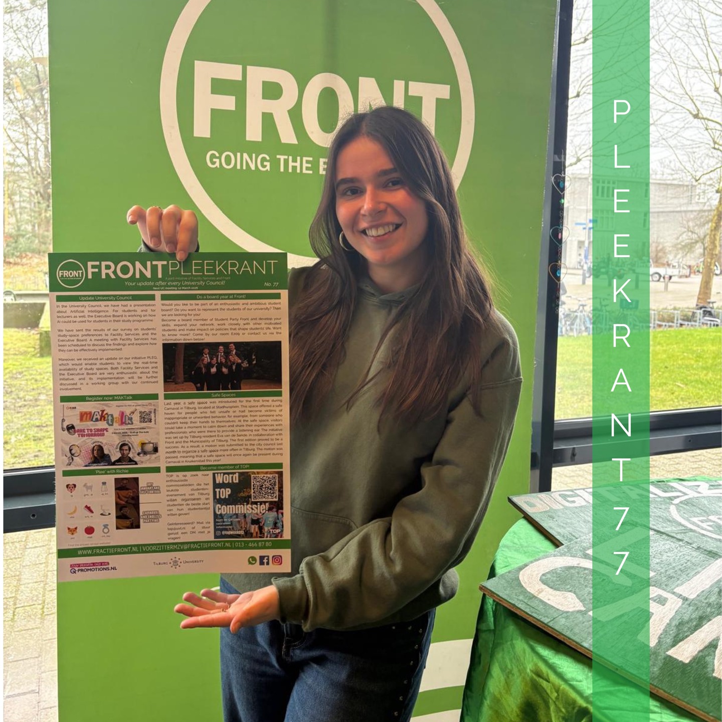 ๐๐๐ ๐๐๐๐๐๐๐๐๐๐งป๐
On Friday, the latest edition of the โPleekrantโ was put up in the toilets of the University Library!
In this edition, youโll find an update on the most recent University Council meeting, where we received a presentation on the implementation of AI in education. Additionally, our survey on study spaces has been shared with Facility Services and the Executive Board, and we have received an update to our Pleq initiative.
Also, the Board Market is taking place today!
Are you interested in doing a board year? Then be sure to stop by between 13:00 and 16:00 in the Dante foyer. We hope to see you there this afternoon!