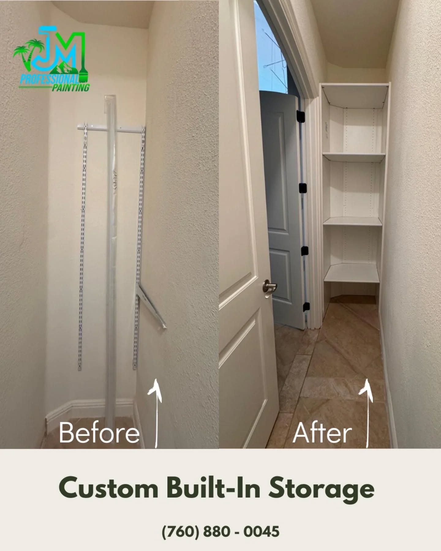 Our Custom Built-In Storage transforms those awkward corners into functional masterpieces. Whether it's a pantry, a closet, or a nook, we bring the vision to life🛠
Contact us:
📞 Call us today at (760) 880-0045