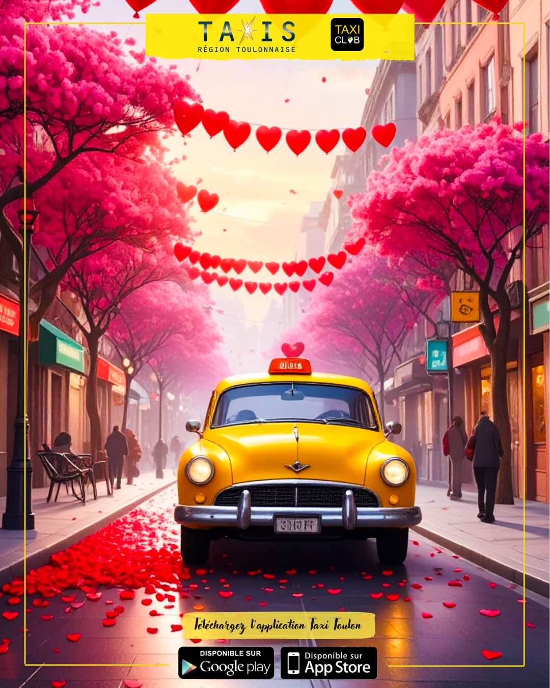 ❤️🚖 La Saint-Valentin approche… pensez au taxi !
Dîner au restaurant, sortie en amoureux, surprise de dernière minute…
Nos taxis vous accompagnent pour que votre soirée se déroule sans stress de circulation ni de stationnement.
Profitez pleinement du moment, on s’occupe du trajet 💫
📲 Réservez dès maintenant votre course en nous appelant ou via l'application Taxi Club (disponible sur le PlayStore et l'Apple Store).
🚕 Taxis de la région Toulonnaise
📞 04 94 93 51 51
💻 www.taxi-toulon.com
#taxi #taxitoulon #toulon #taxiclub #saintvalentin