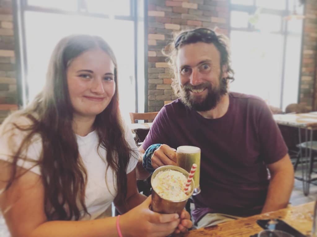 An I've-just-passed-my-driving-theory-test milkshake from @thewoodsburgers 'the best ever' says Millie! #thickshake #burgerheaven #movingmountain #frameyourlife #dowhatyoulovelovewhatyoudo #worthingbusiness #independentbusiness #framingservice