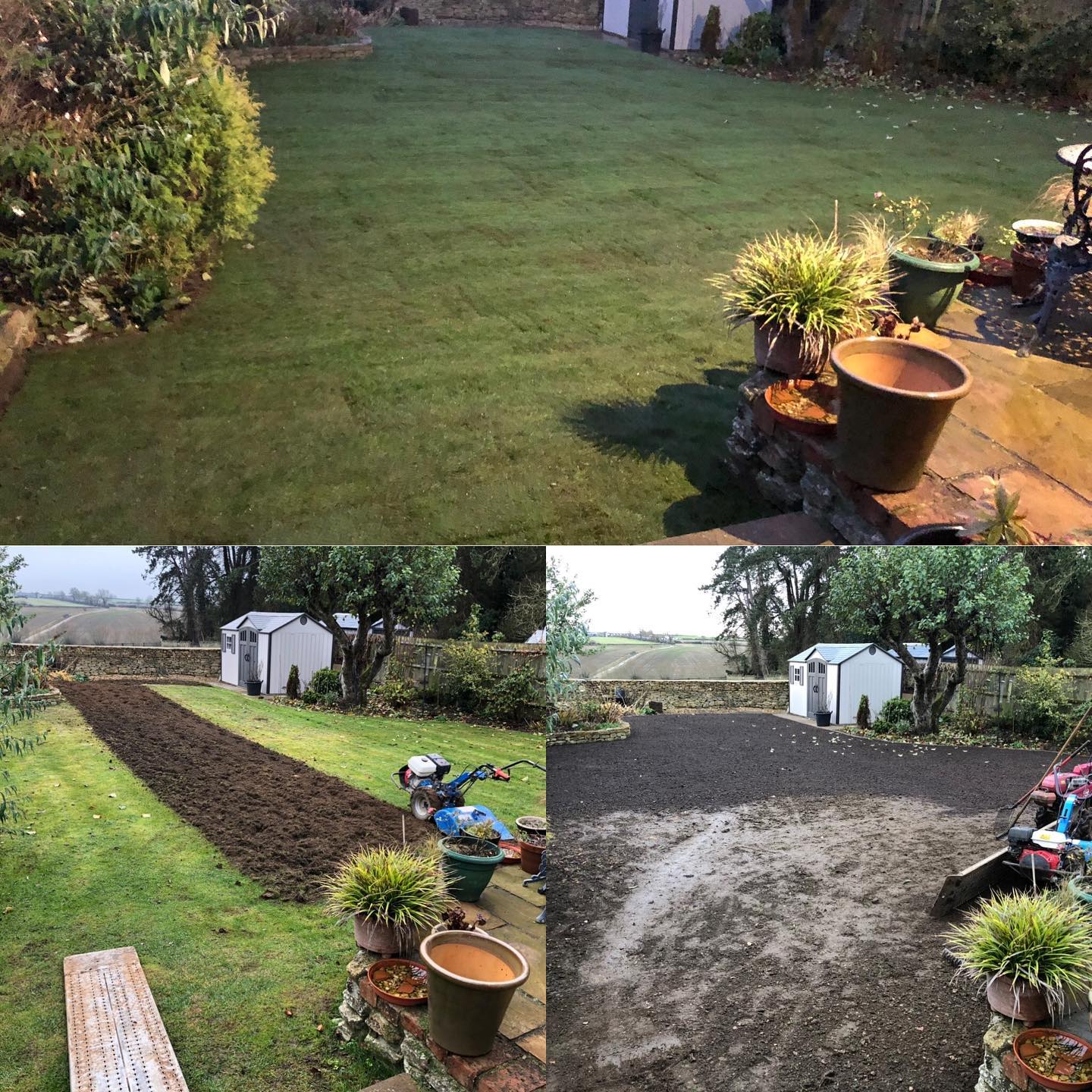 Old lawn. Full preparation. New lawn