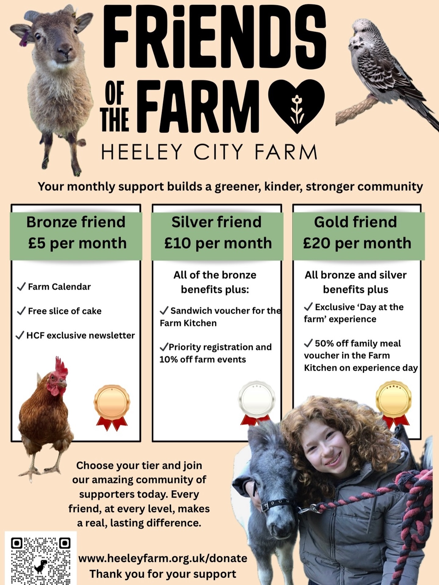 We’re a charity, free to visit every day - 364 days a year 💚 No tickets or barriers, just a place for animals, nature and people to come together 🫶
Your monthly support helps:
🐑 Care for our animals every day
🌱 Grow food and green spaces
🧑🤝🧑 Support vulnerable children, adults and their families
🏡 Keep the farm open, welcoming and free for everyone
We’re proud of the community we’ve built here and if you love the farm, you’re already part of it 💛
Becoming a Friend is a simple way to help protect it for the future (with a few thank you treats along the way… including cake! 🍰)
Choose Gold if you fancy a special VIP farm experience day 🧑🌾
Every friend makes a real, lasting difference.
👉 https://www.heeleyfarm.org.uk/friends-of-the-farm
#charity #community #carefarm #supportsmallbusiness #sheffield