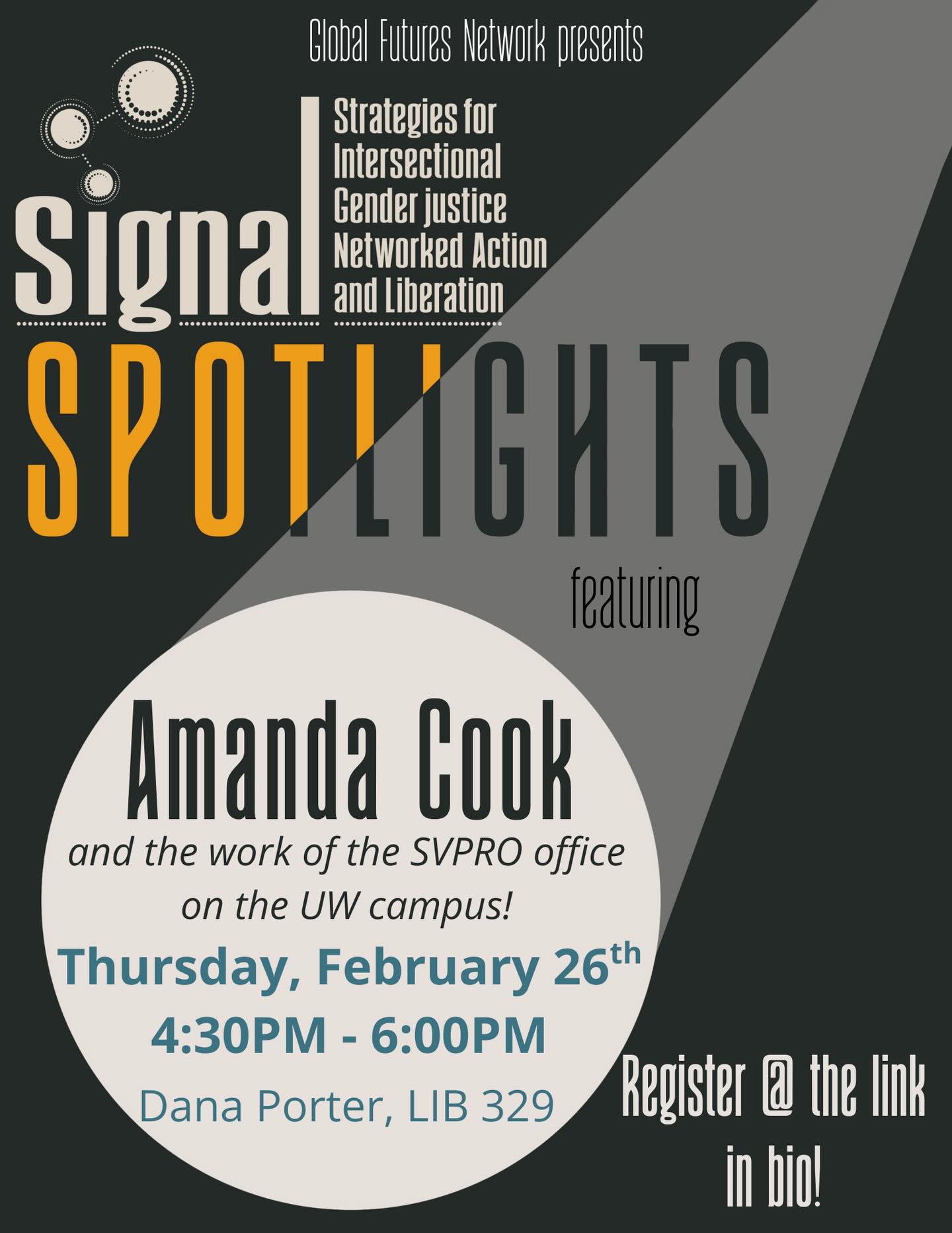 New month, new spotlight! We’re back again for SIGNAL Spotlights, this time featuring Amanda Cook!
Amanda will be speaking about the work she and her team do as she is the director of the Sexual Violence Prevention and Response (SVPR) office here on campus!
Join us on Thursday, February 26th at 4:00pm in LIB 329 (Dana Porter Library) for important learning in a safe and welcoming environment!
Register with the link in bio!🫰
(Reposted with correct time)