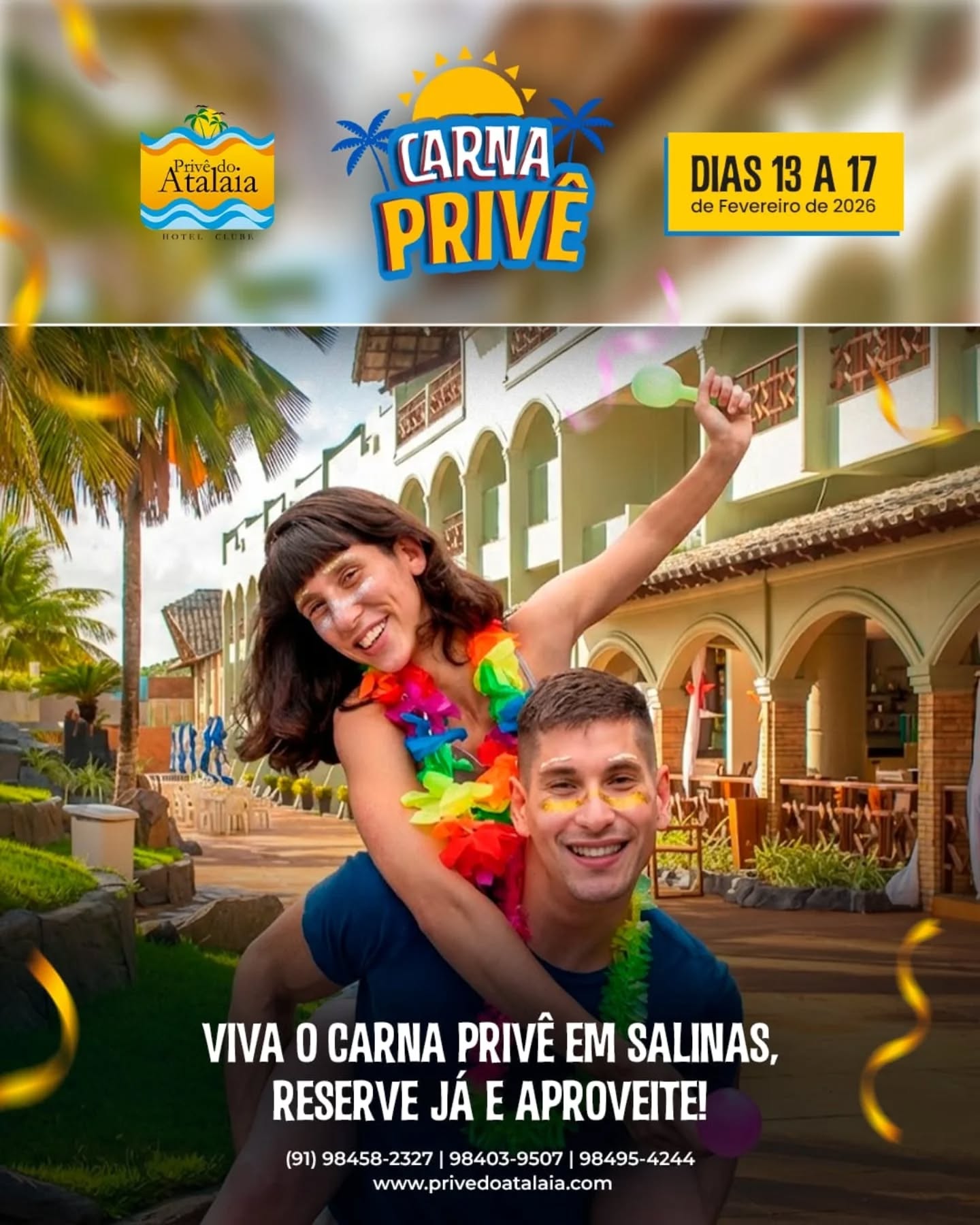 O melhor Carnaval é você que faz com a gente! 😍 Arrasta pro lado e confere a nossa programação!
Envia pra turma que vem com você!!! 🎉
#privedoatalaia #Carnaval2026 #Salinas