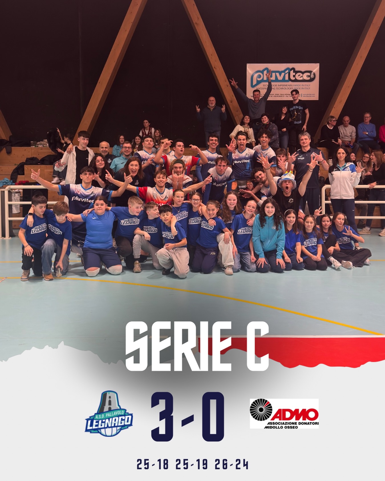 Serie C | Vittoria casalinga
Pluvitec Volley Legnago – Admo Volley 3–0
Prestazione solida per la Serie C, che gestisce la gara con attenzione soprattutto nei fondamentali di costruzione. La qualità del gioco espresso ha permesso alla squadra di trovare, in diverse situazioni, soluzioni efficaci e di buon livello, mantenendo sempre il controllo del match.
Un’altra vittoria importante davanti al nostro pubblico 💪
#asdpallavololegnago