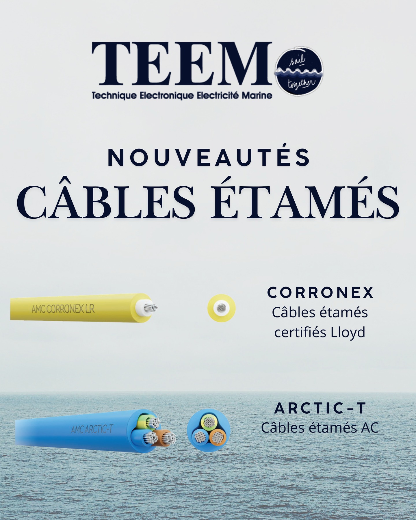 🆕Nouveautés câbles étamés
➿Câble étamé CORRONEX certifié Lloyd
➿Câble étamé AC ARCTIC-T
N'hésitez pas à nous contacter pour recevoir les fiches techniques complètes.
🌊🌊🌊🌊