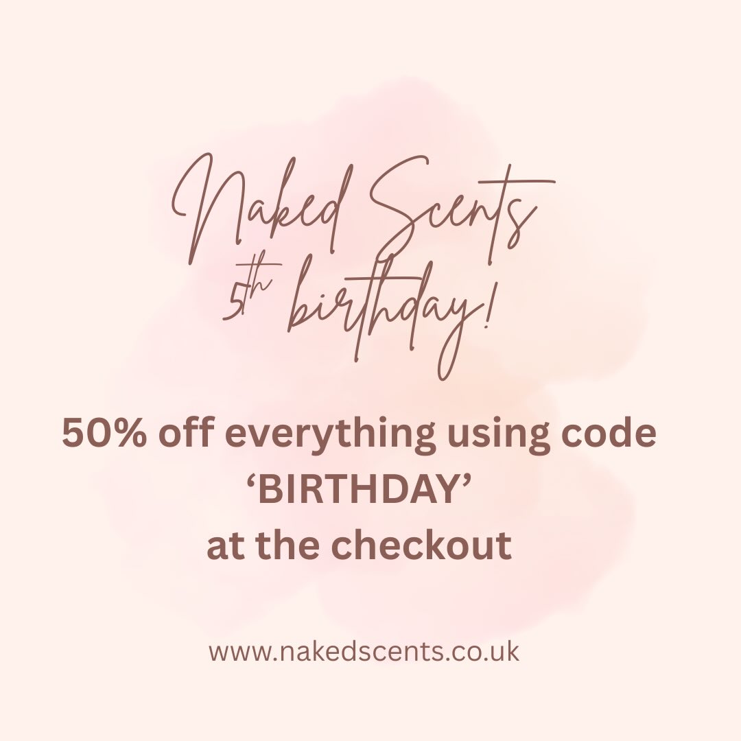 5 years of Naked Scents! The biggest thank you to every single person who has supported my small business in the past 5 years by purchasing an item, recommending a product to a family member or friend or even simply just sharing a post of mine. I will forever be grateful to how many people have ordered and loved a Naked Scents product. ๐ค๐ซถ๐ผ